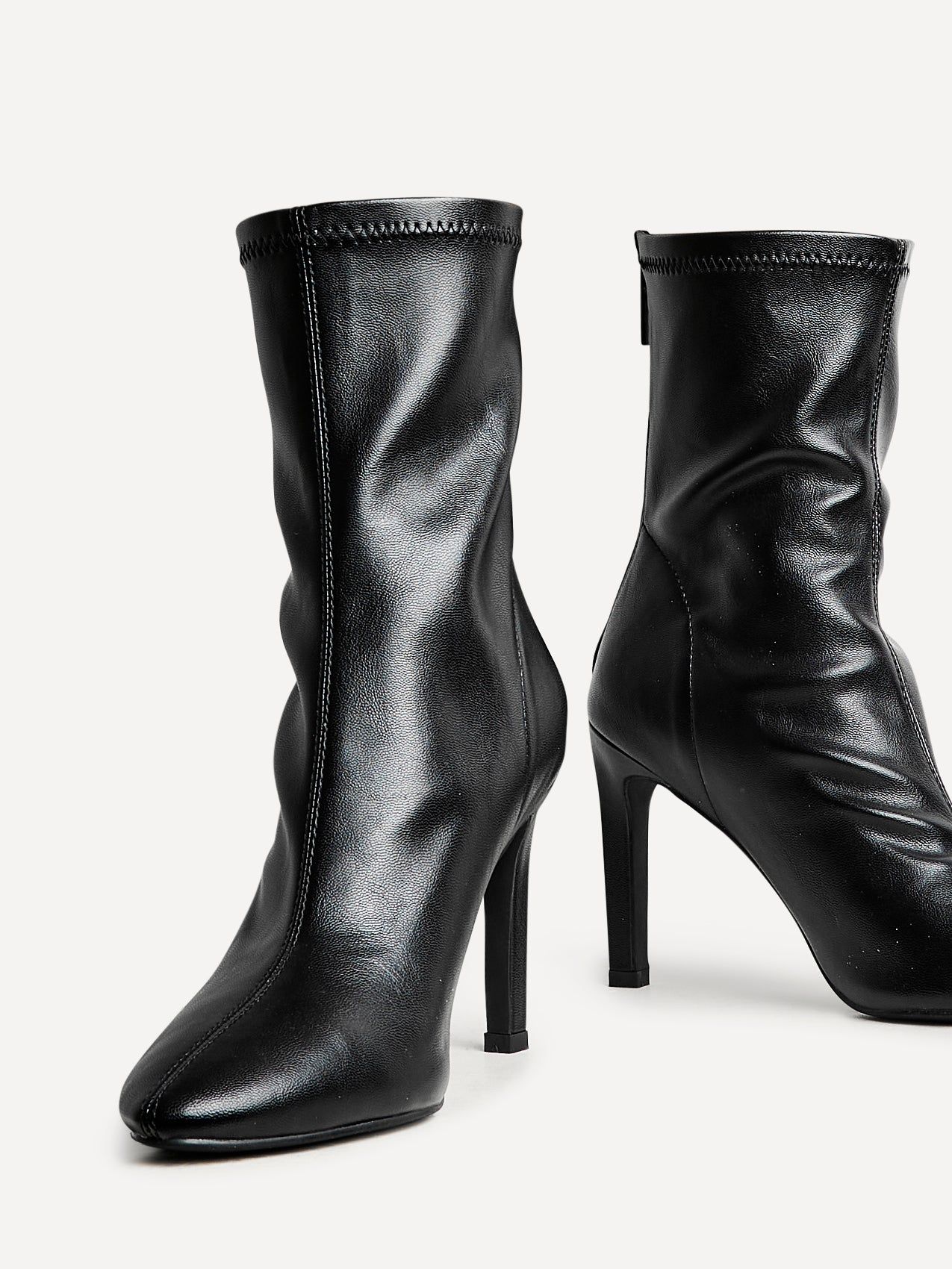 Linzi West Black Faux Leather Pointed Stretch Heeled Ankle Boot image 4