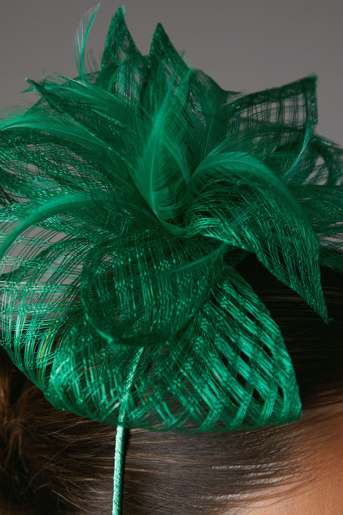 Coast Open Weave Bow And Feather Fascinator Green image 3
