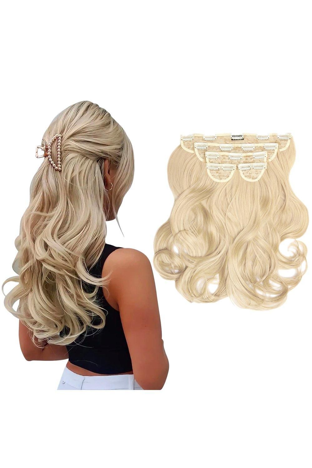 Lullabellz Super Thick 16" 5 Piece Blow Dry Wavy Clip In Extensions Light Blonde image 3