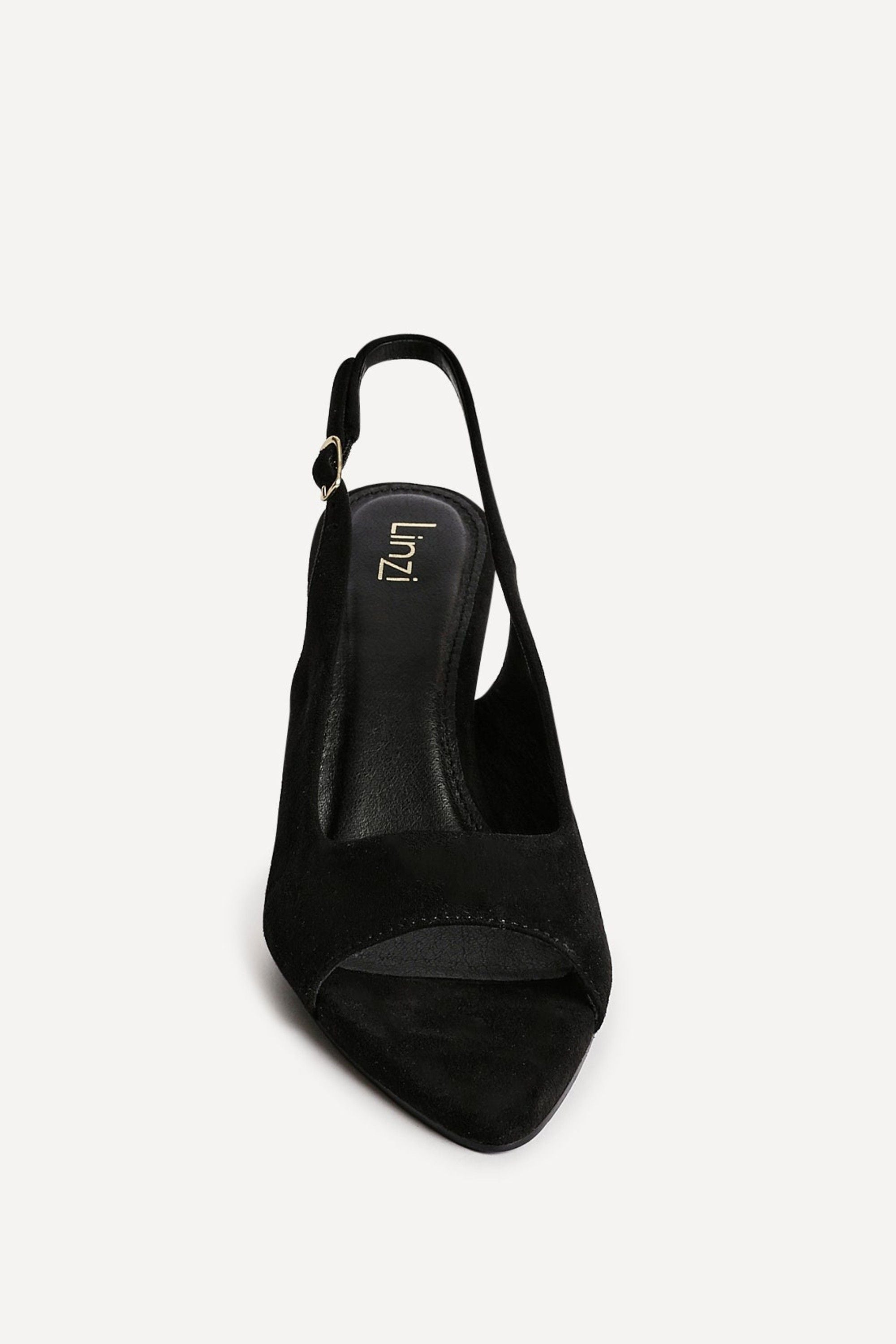 Linzi Tokyo Black Faux Suede Peep Toe Heels image 4