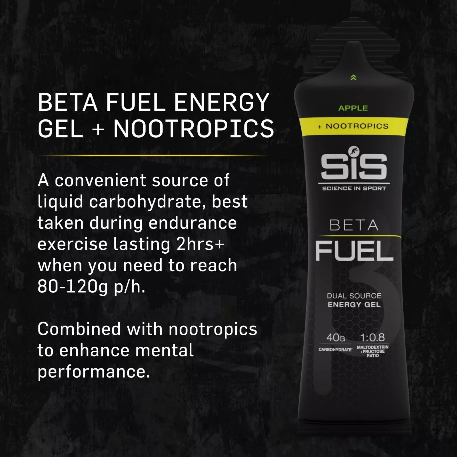 Science in Sport Beta Fuel +Nootropics Energy Gel 60ml - Apple - 6 Pack image 3