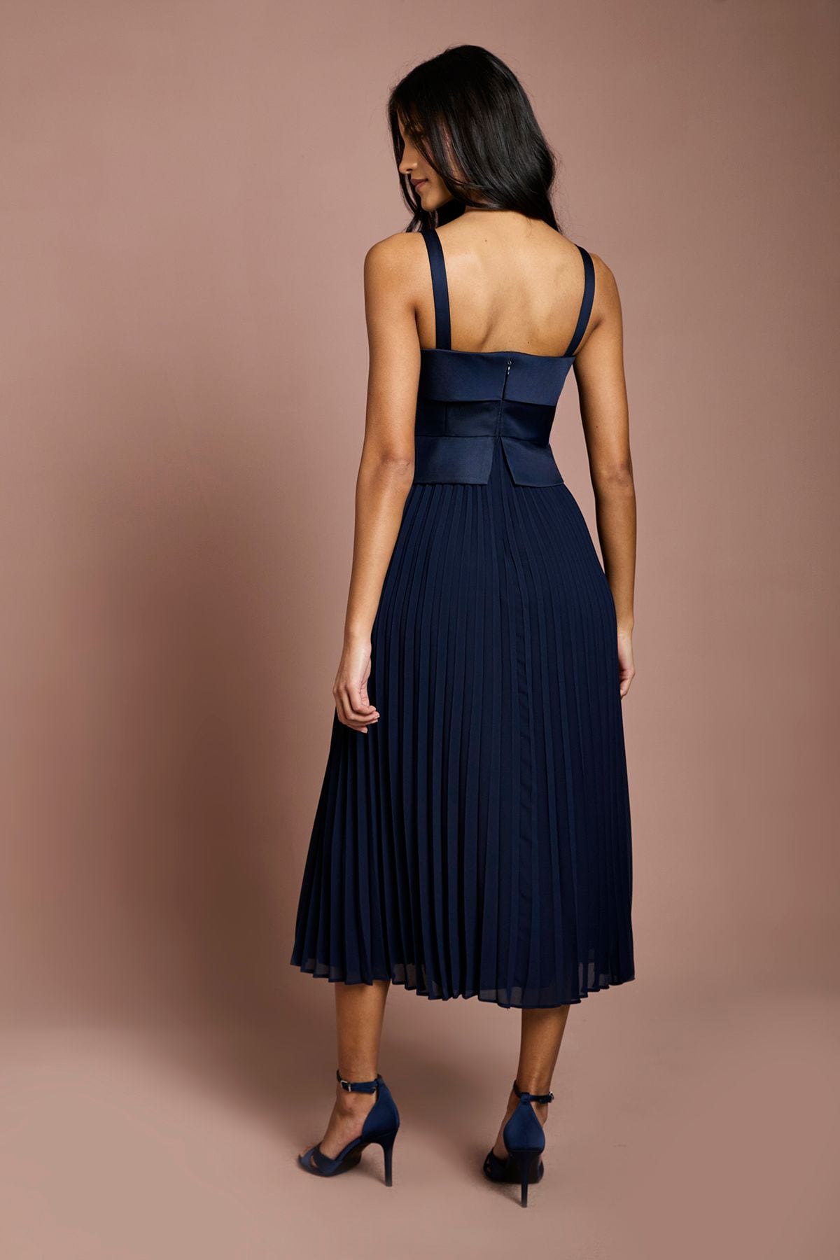 Coast Petite Square Neck Midi Dress Navy image 3