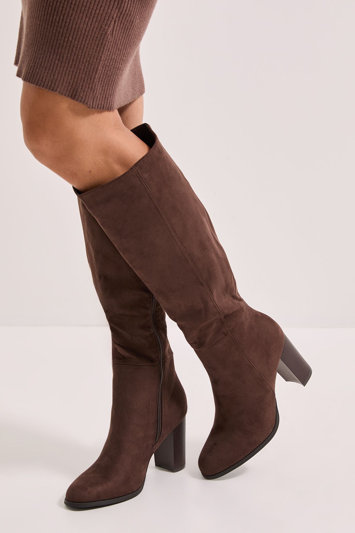 Dorothy Perkins Kit High Block Heel Knee High Boots Brown image 1