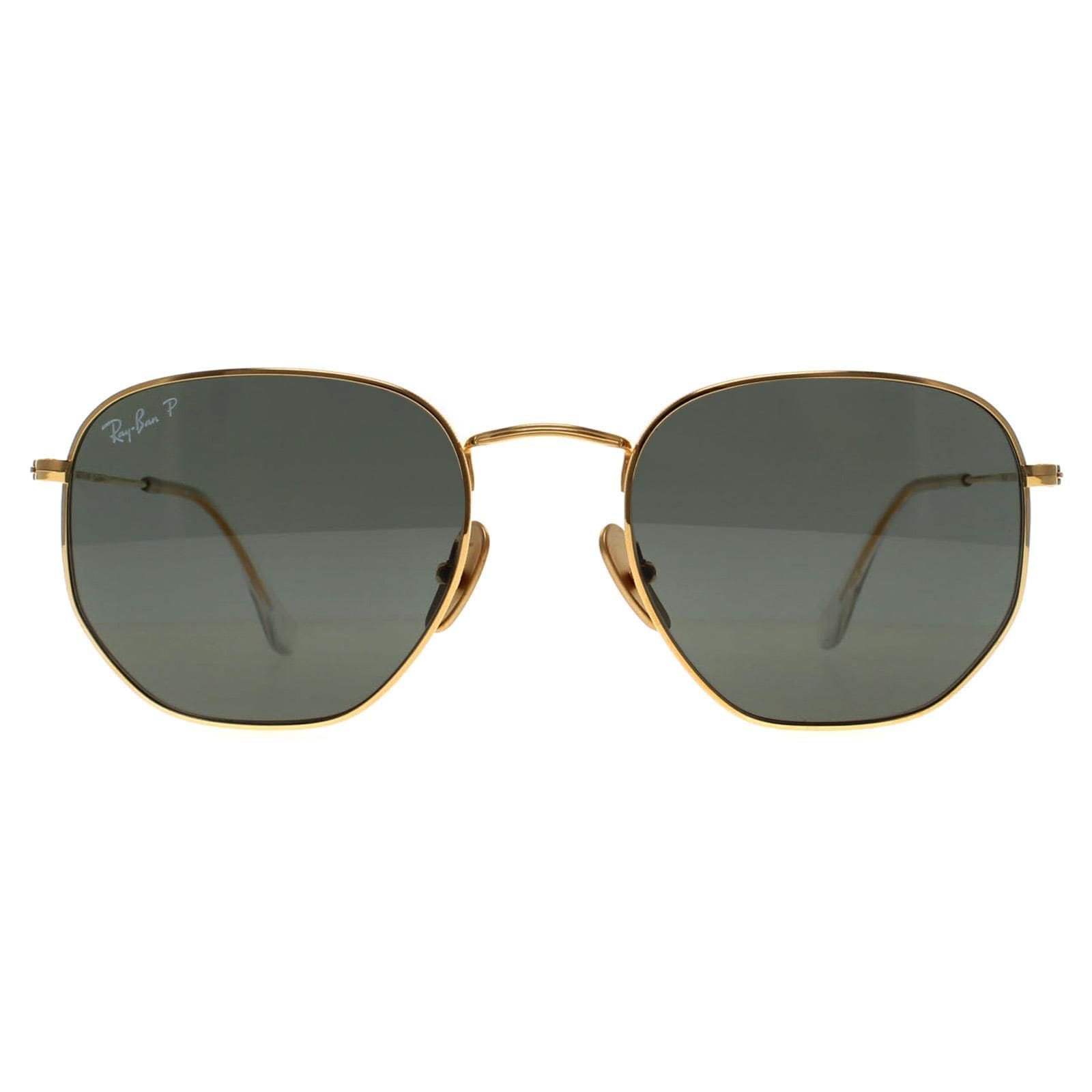 Ray-Ban Square Polished Gold Green G-15 Polarized Hexagonal Titanium RB8148 image 1