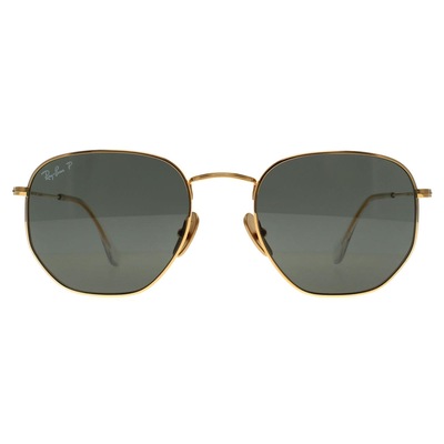 Ray-Ban Square Polished Gold Green G-15 Polarized Hexagonal Titanium RB8148