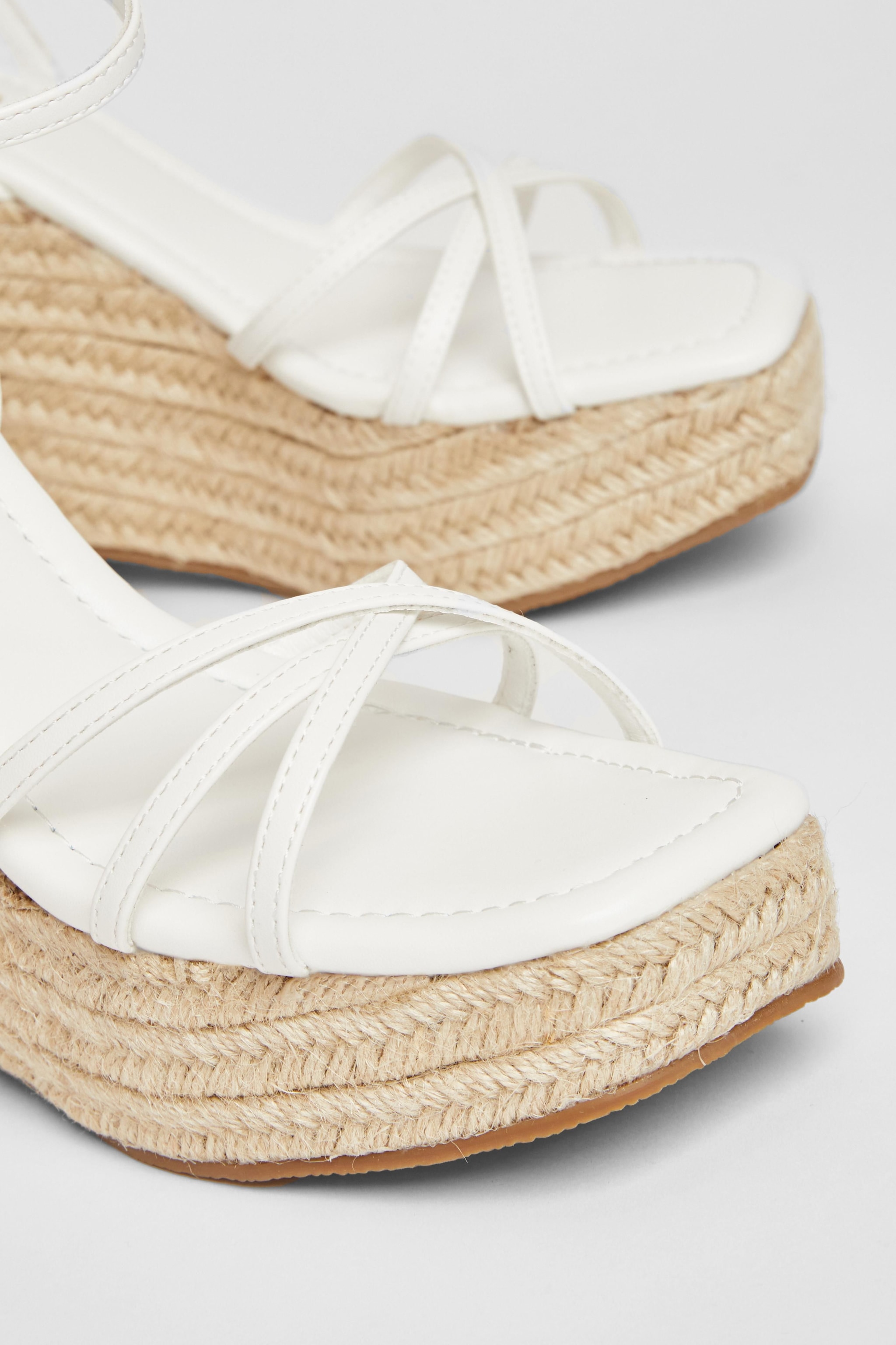 Quiz White Cross Strap Platform Wedges image 4
