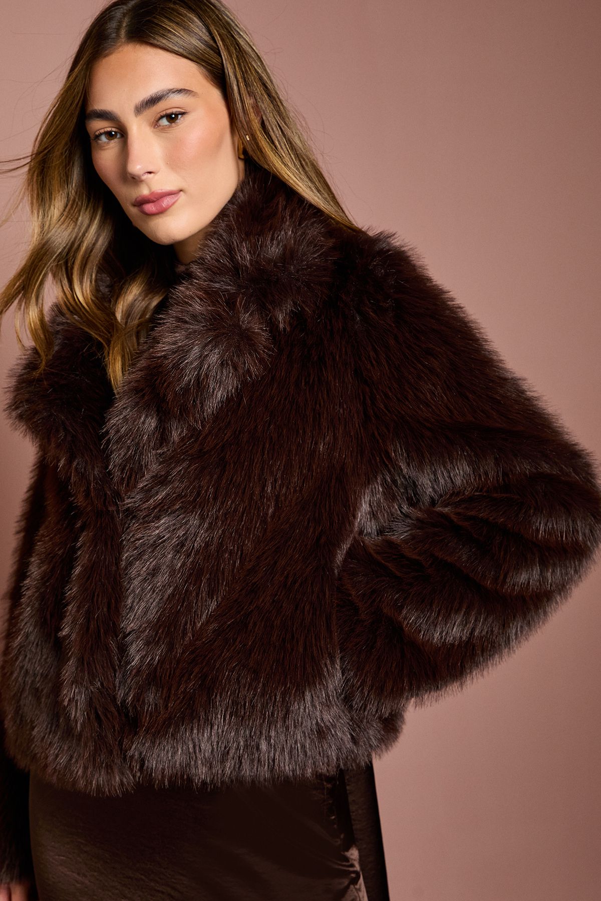 Coast Chocolate Occasion Short Faux Fur Coat Chocolate image 3