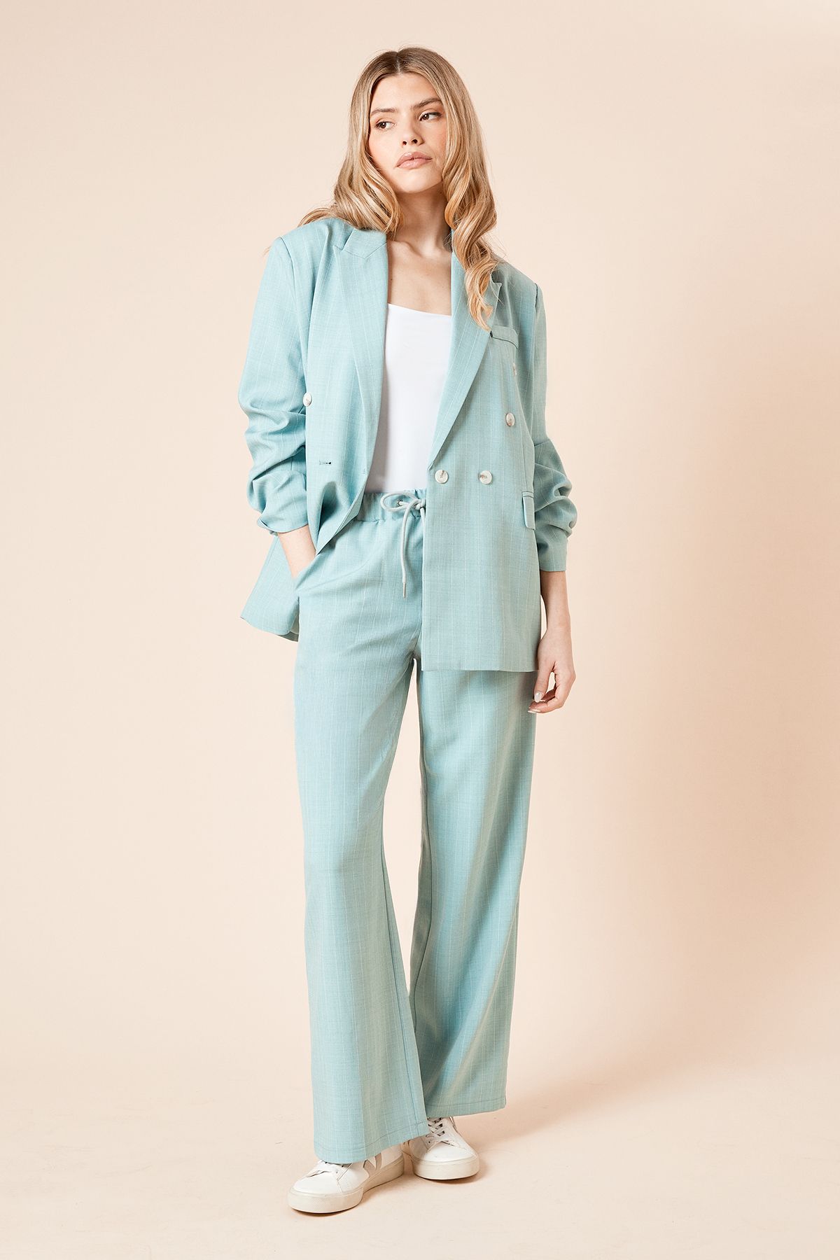 Dorothy Perkins Oversized Double Breasted Stripe Blazer Blue image 3