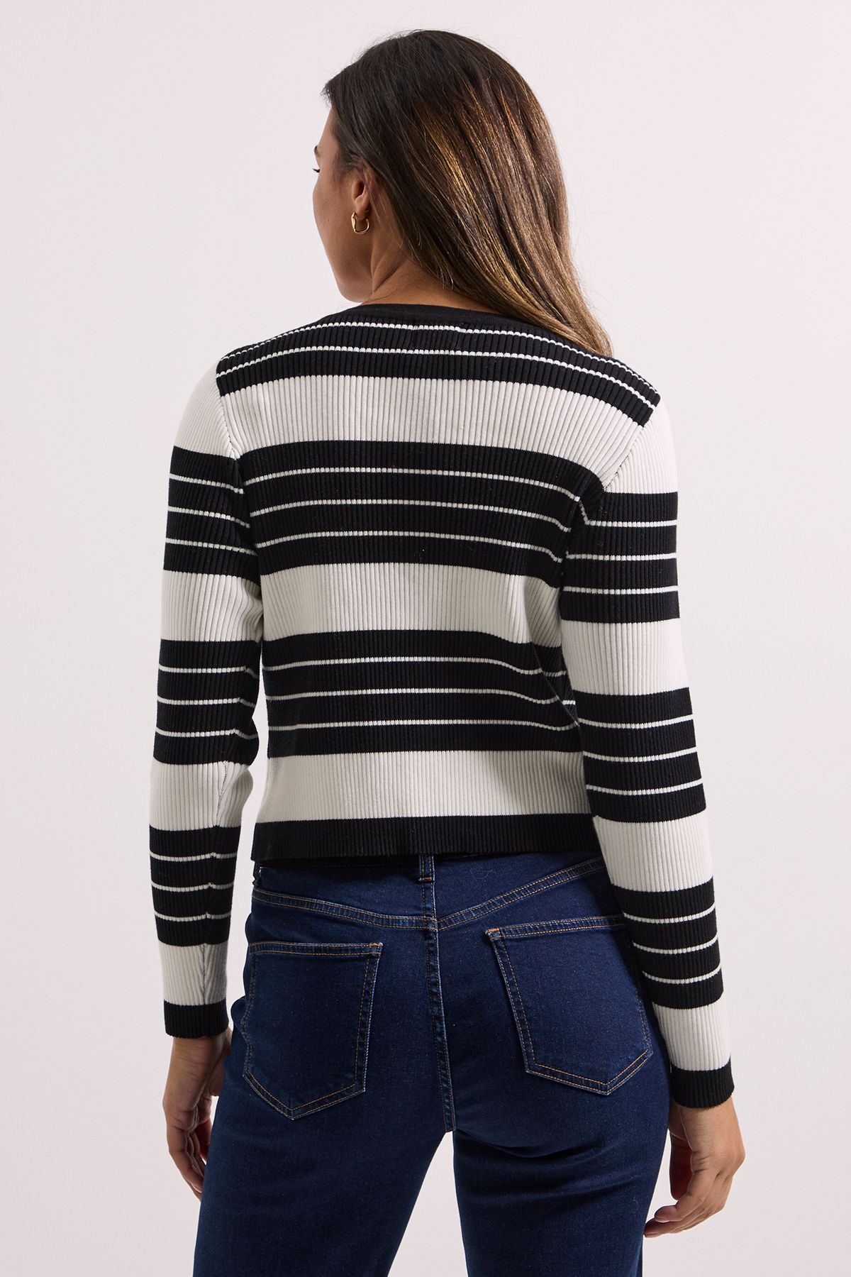 Dorothy Perkins Black Stripe Placement Knitted Top Mono image 3
