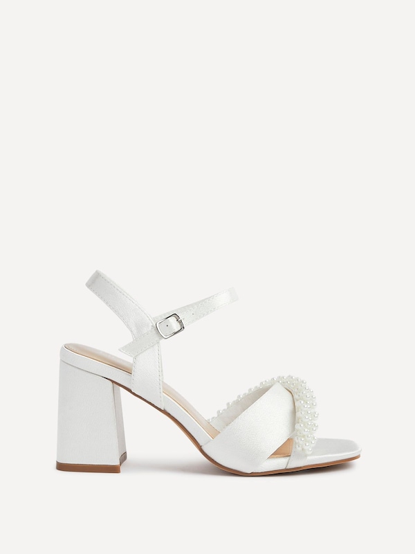 Linzi Iris Ivory Satin Block Heel