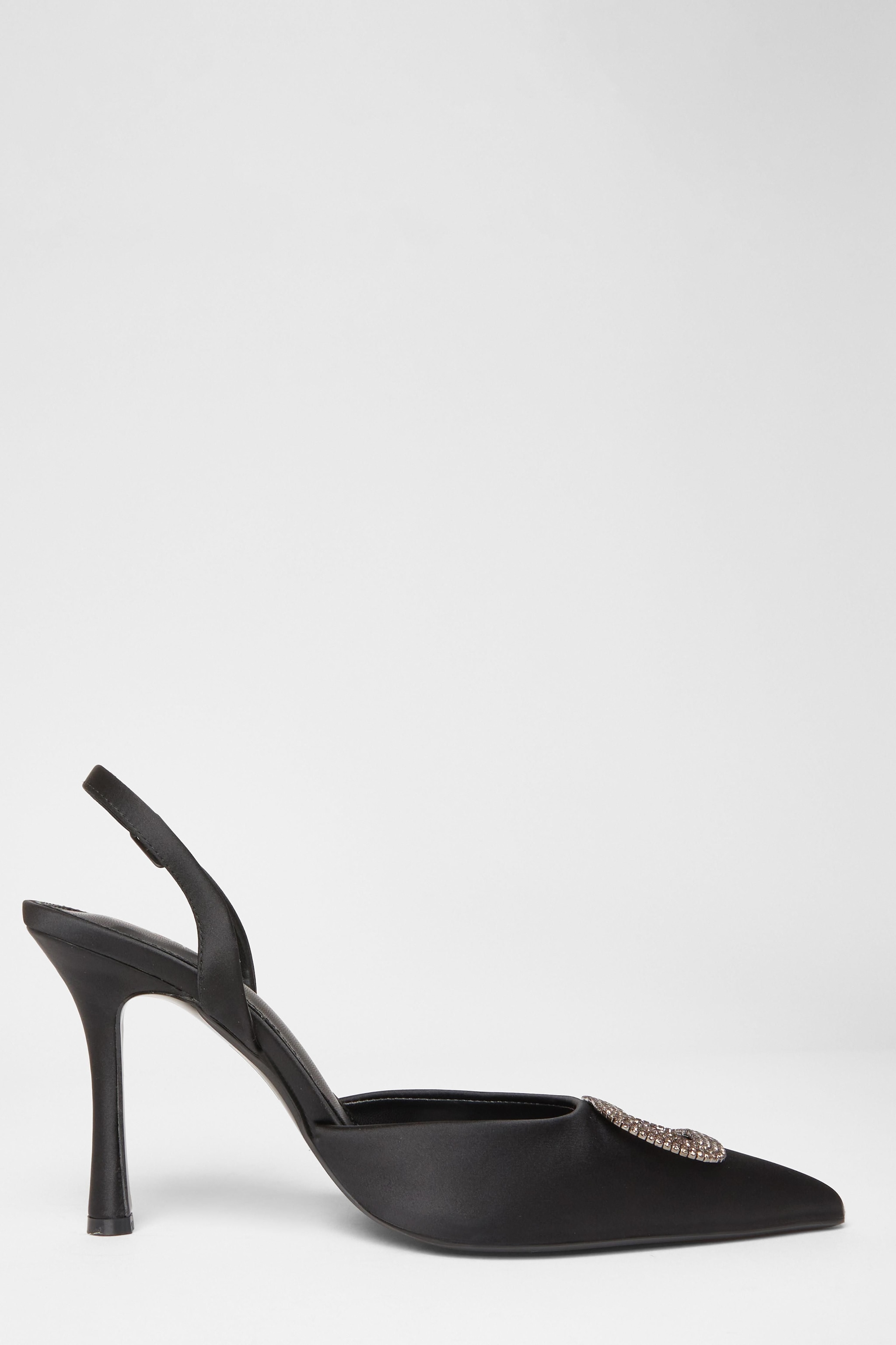 Quiz Black Satin Brooch Court Heels image 5