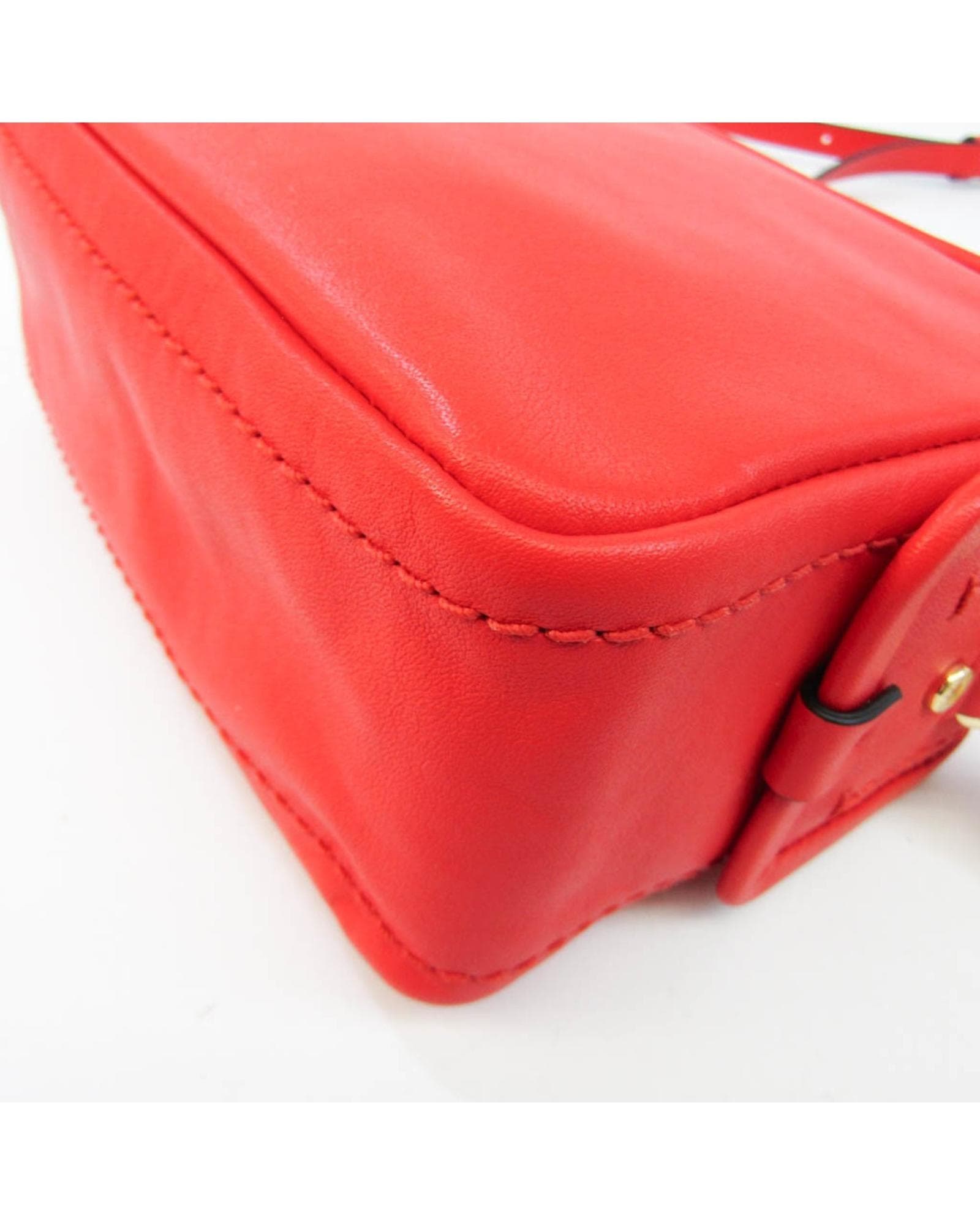 Marc Jacobs Preloved Snapshot Mini Camera Bag Zip Closure Wo - Red Shoulder image 5