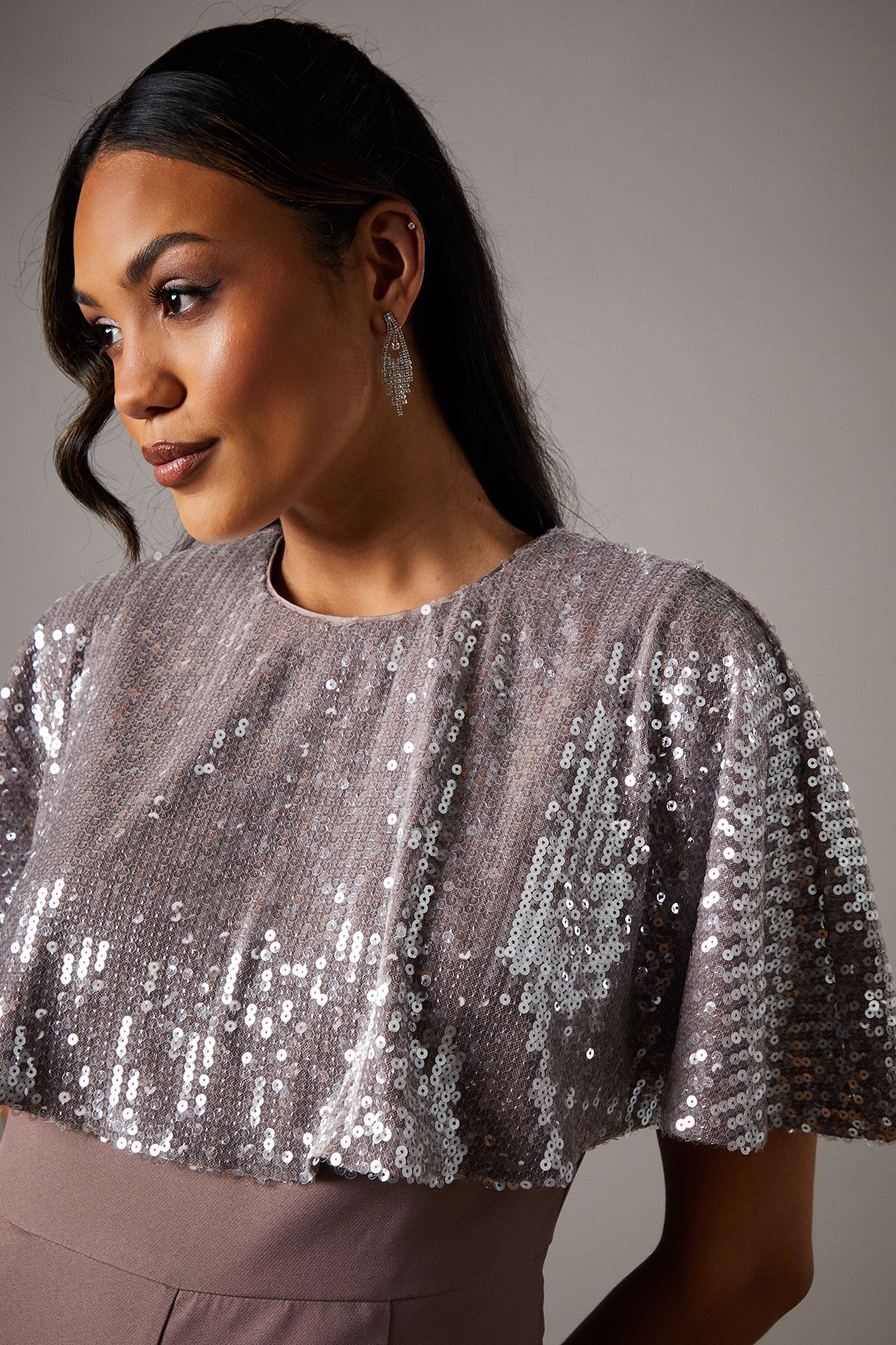 Coast Sequin Cape Jumpsuit Mink image 4