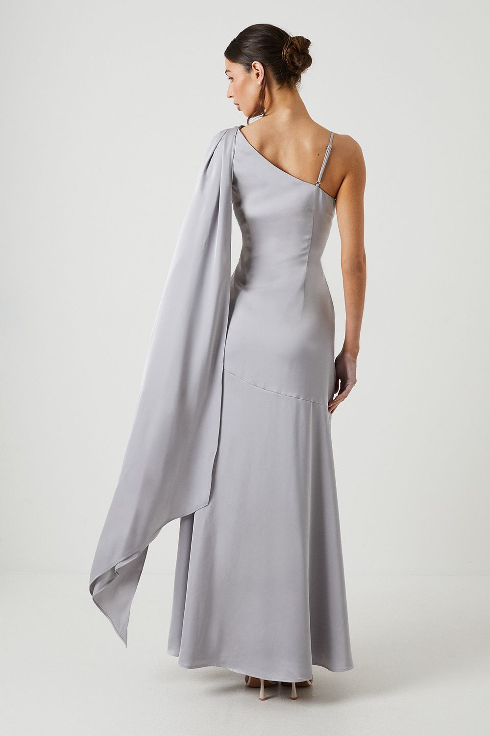 Coast Drape Detail Bias Cut Satin Bridesmaid Dress Grey Mist image 3