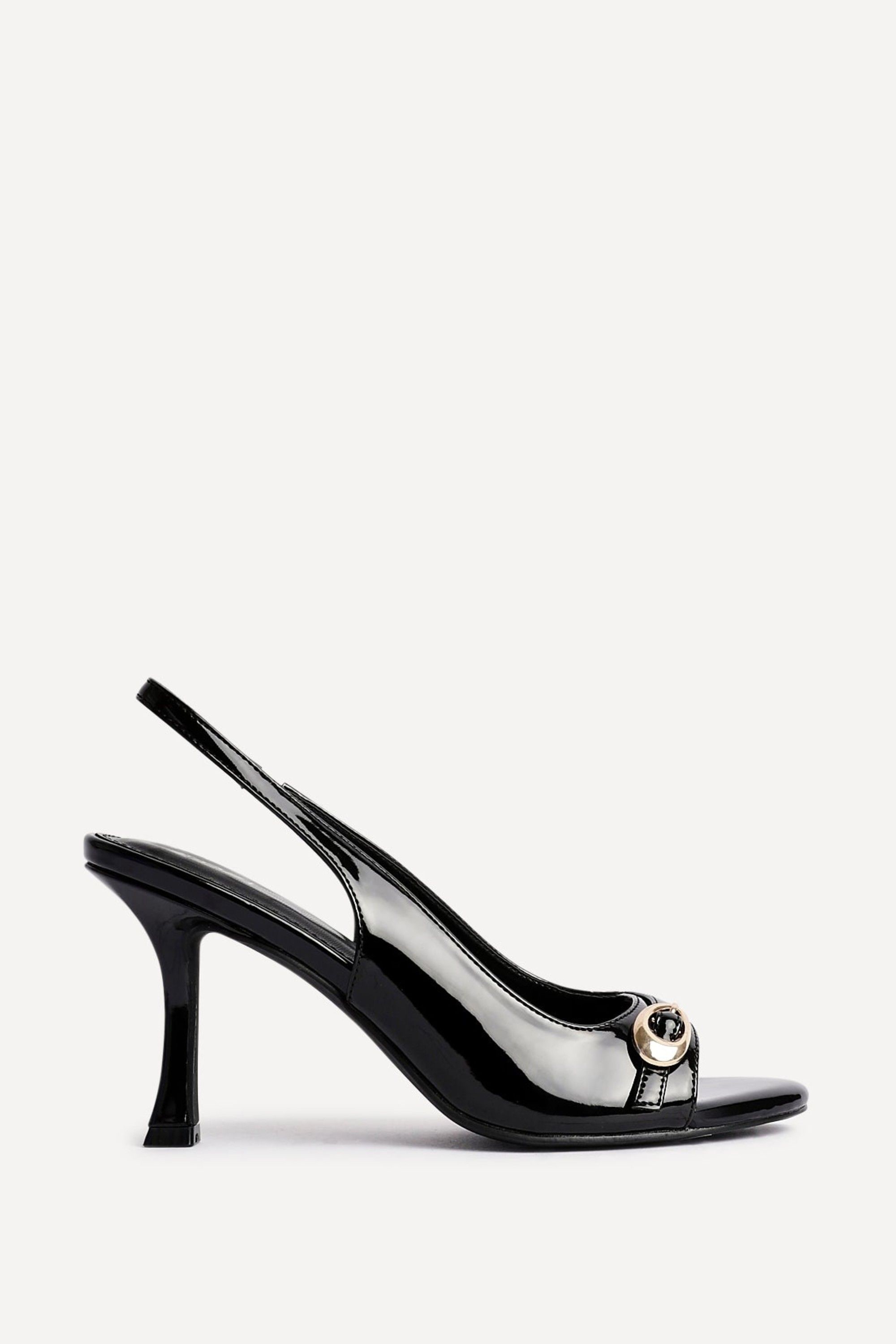 Linzi Potion Black Faux Patent Leather Peep Toe Heel image 4