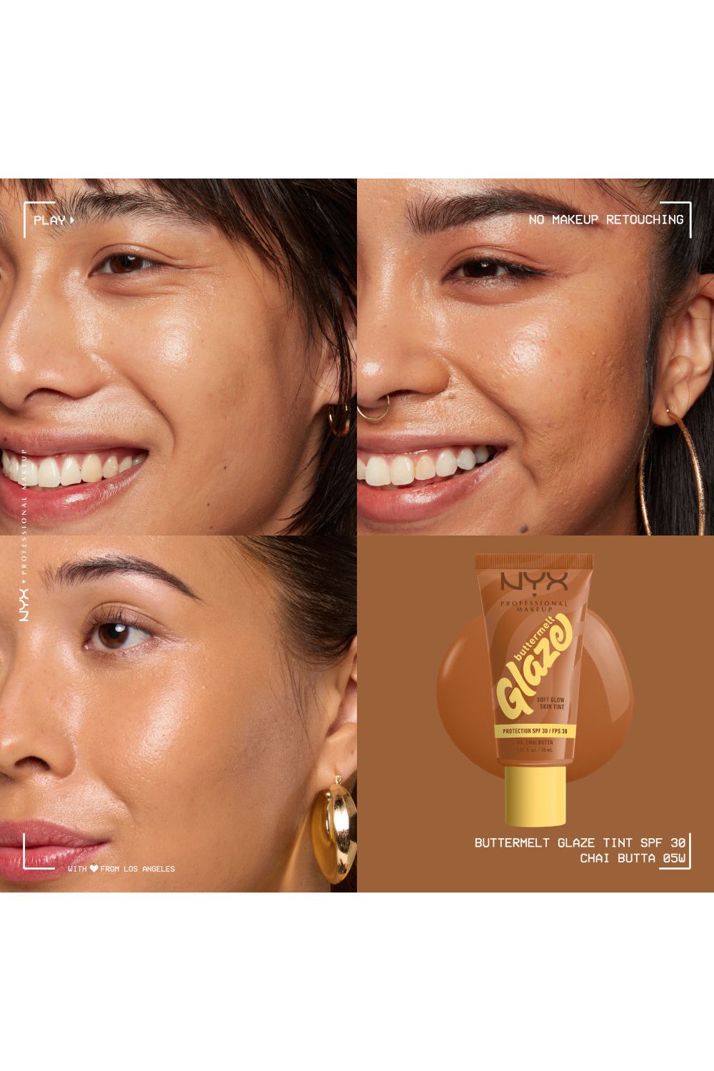 NYX Professional Makeup Buttermelt Glaze Soft Glow Skin Tint + SPF/FPS 30 30ml Chai Butta image 5