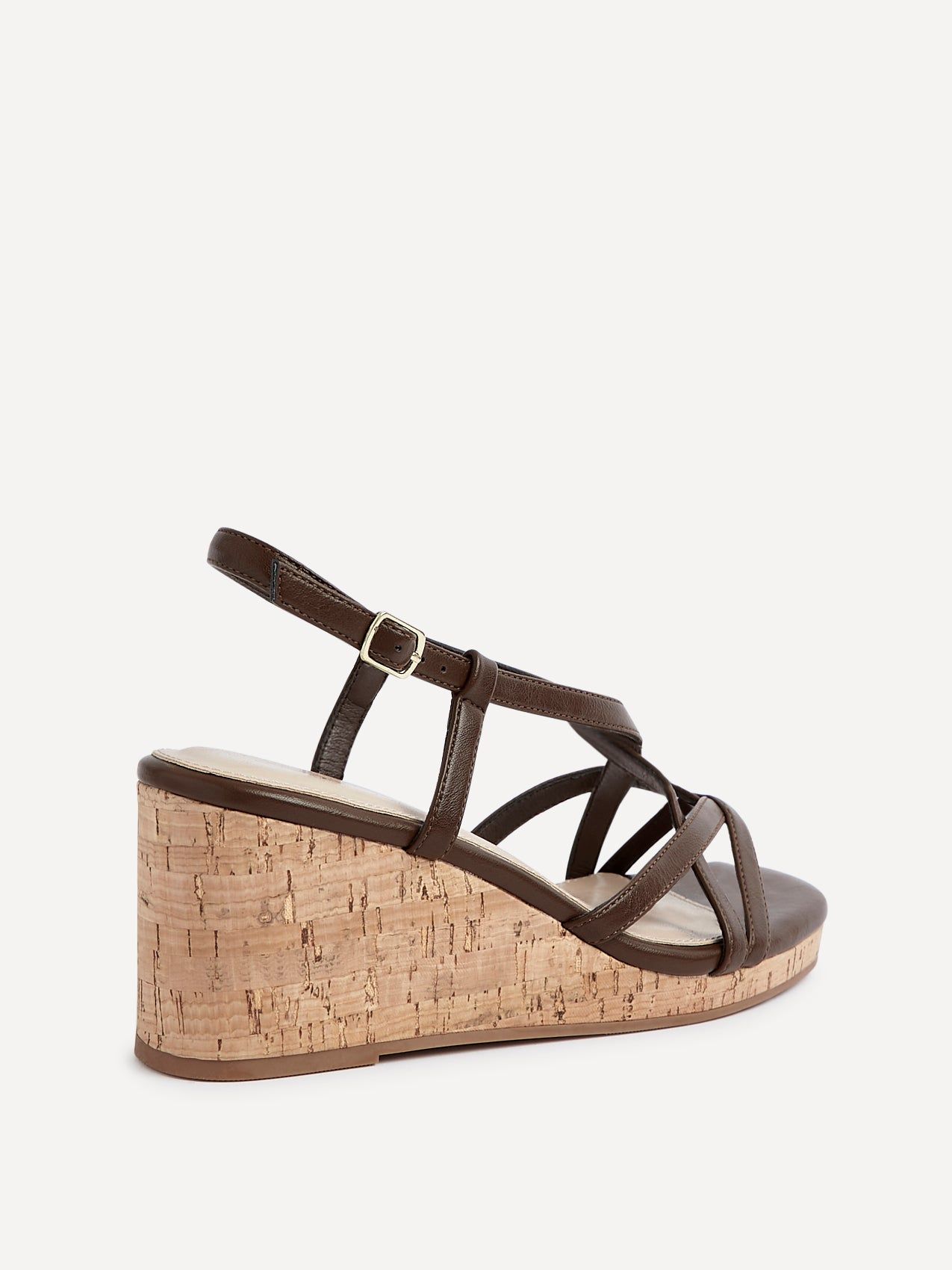 Linzi Safiya Brown Faux Leather Strappy Wedge Sandal image 4