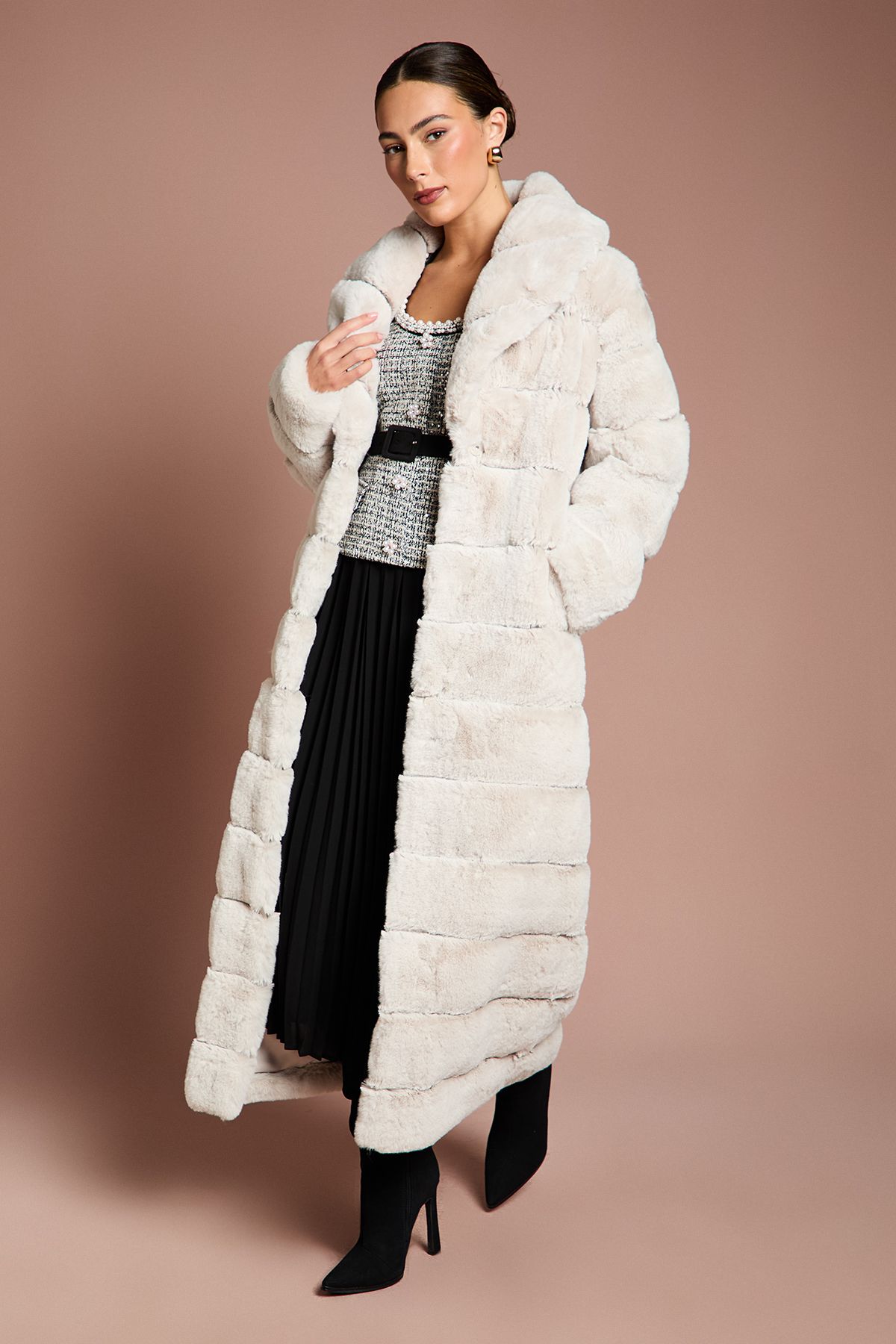 Coast Faux Fur Longline Coat Ivory
