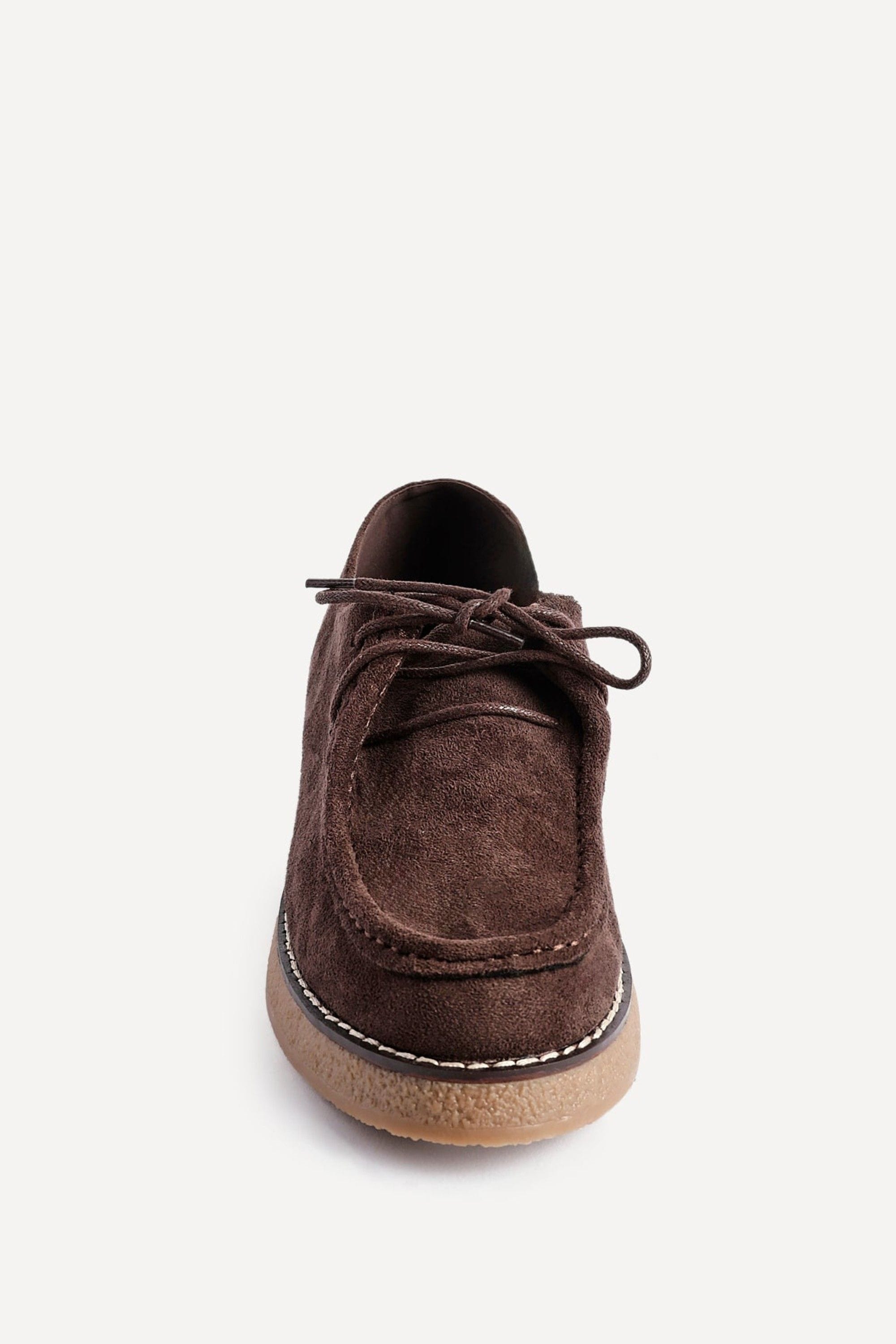 Linzi Perth Brown Faux Suede Laced Chunky Loafer image 4