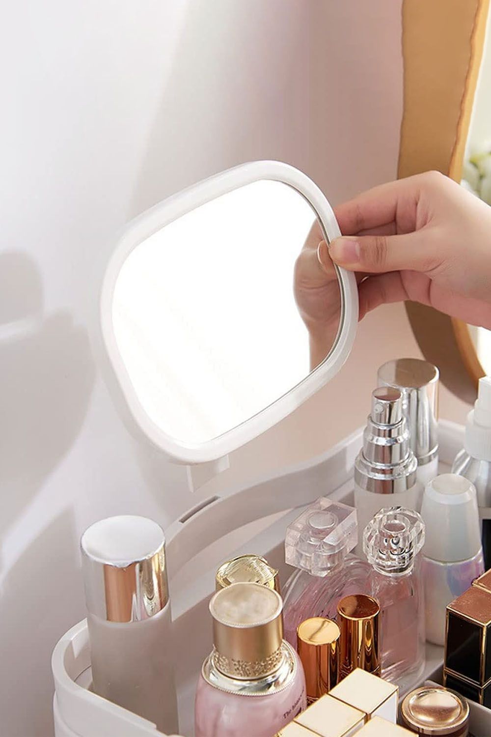 Living and Home 3 Drawers Modern Makeup Organizer with Mirror image 4