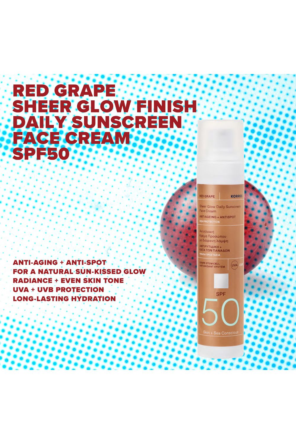 Korres Red Grape Sheer Glow Finish Daily Sunscreen Face cream SPF50 50 ml Multi image 5
