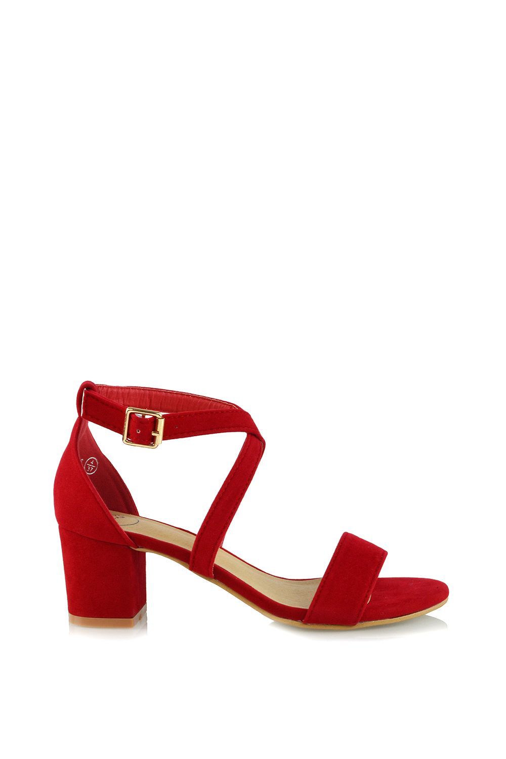 XY London 'Jordyn' Cross Over Buckle Strap Chunky Low Block Heels image 1