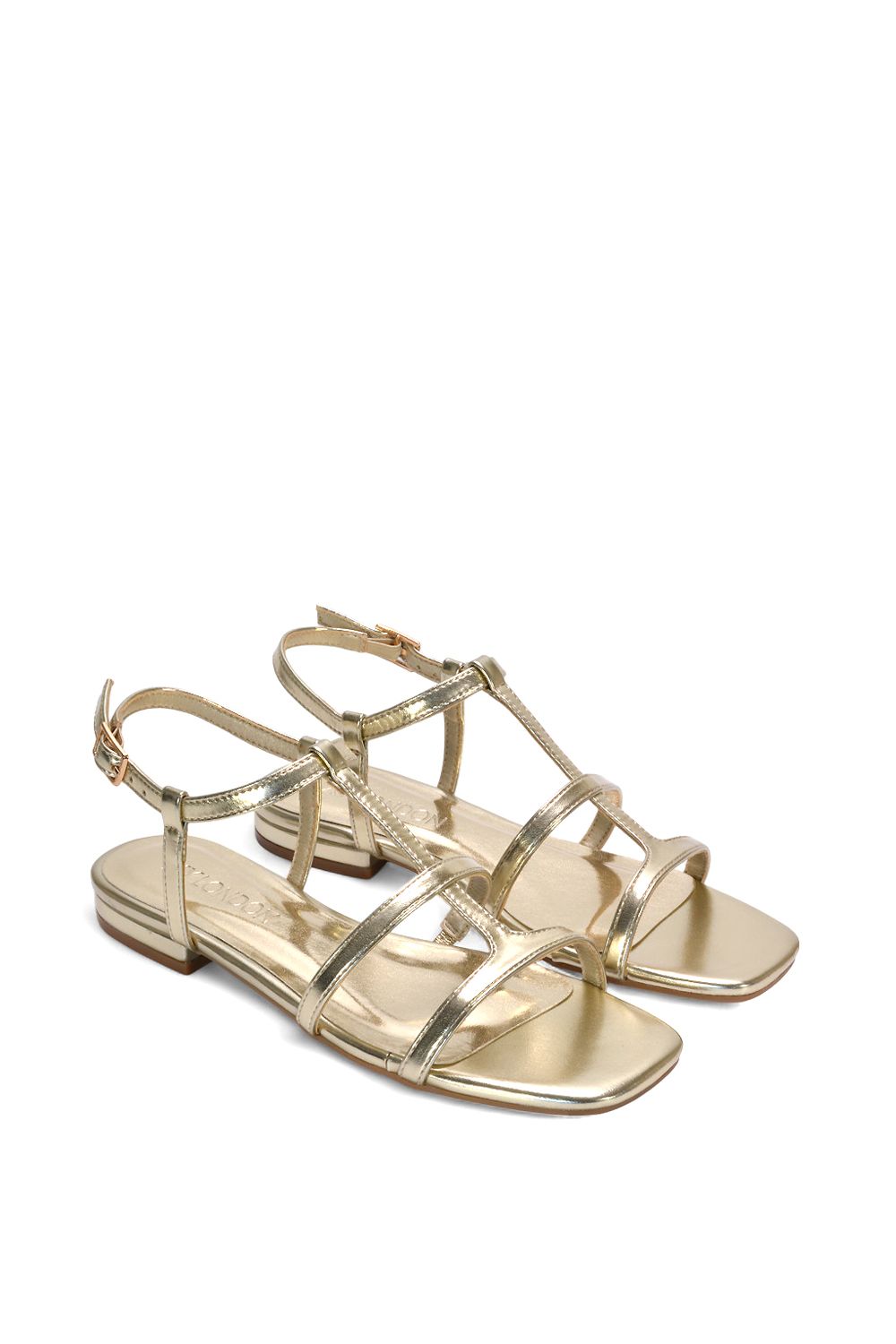 XY London 'Danielle' Flat Strappy Caged Square Toe Sandals With Buckle image 5