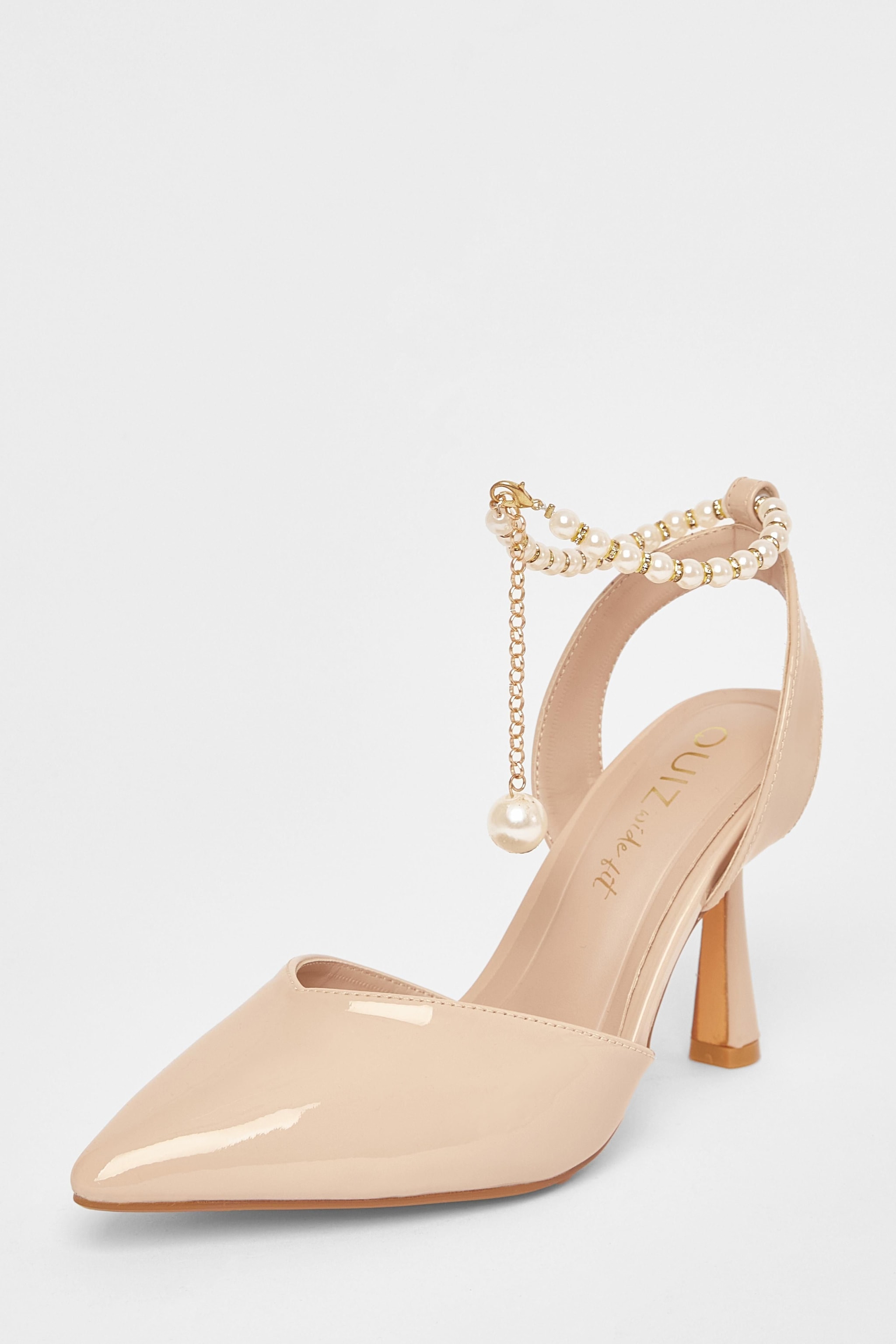 Quiz Nude Wide Fit Strap Court Heels image 1