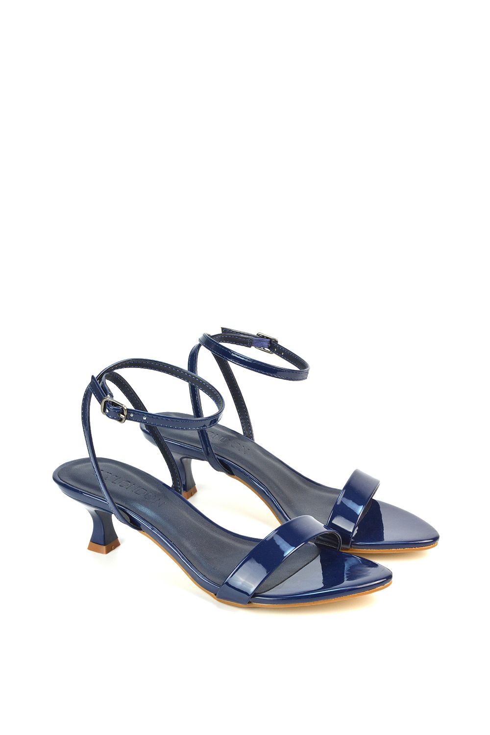XY London 'Antonia' Kitten Low Heel Strappy Sandal Two Part Heeled Shoes image 5