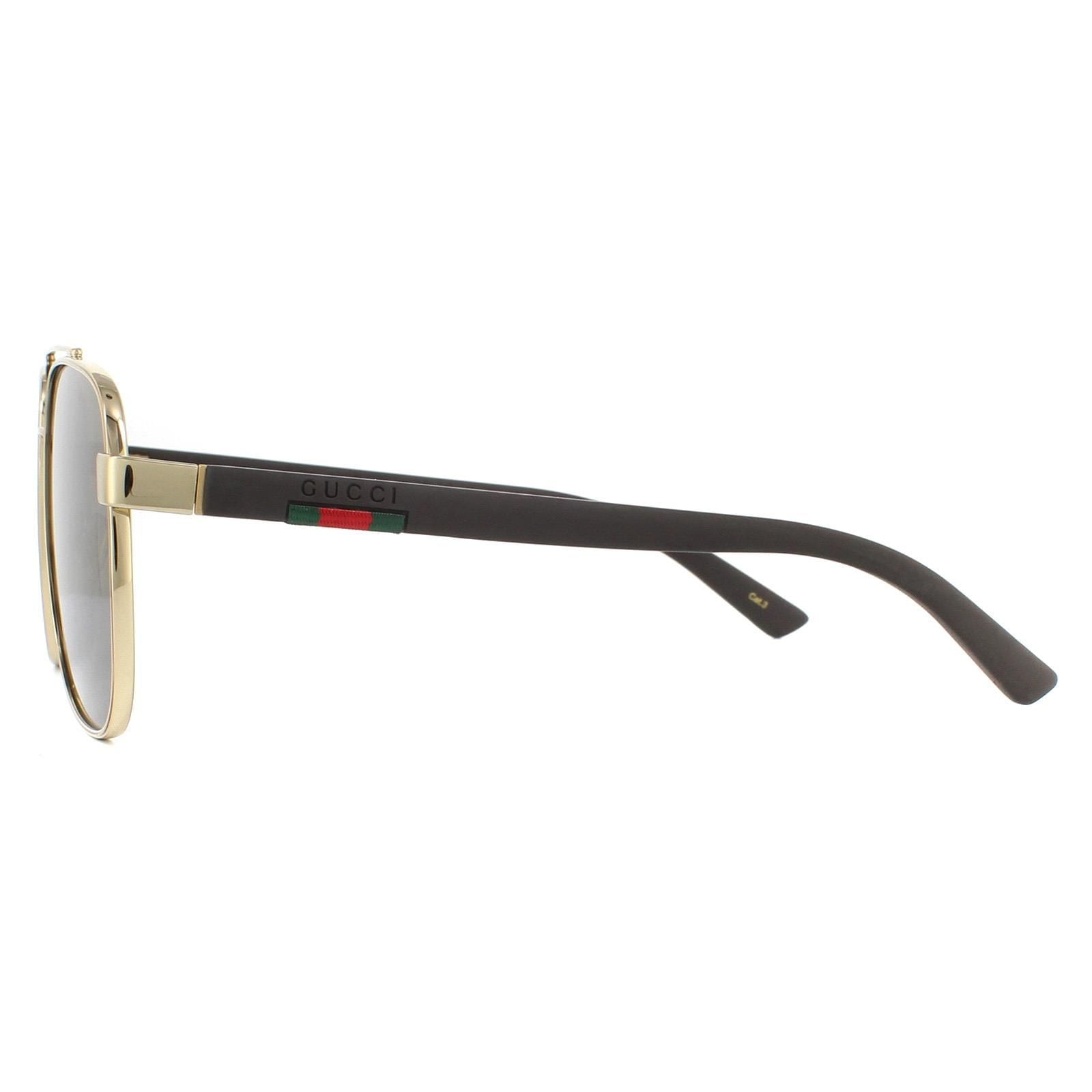 Gucci Aviator Gold Brown Sunglasses image 3