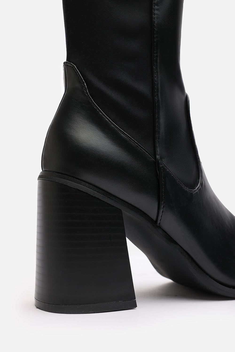 Where's That From 'Macy' Faux Leather Knee High Stretch Boots with Block Heel Zip image 4