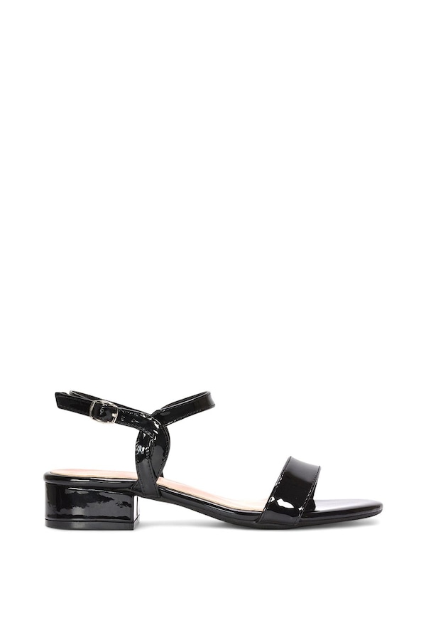 XY London 'Moana Low Bock Heel Round Toe Sandals With Buckle Fastening