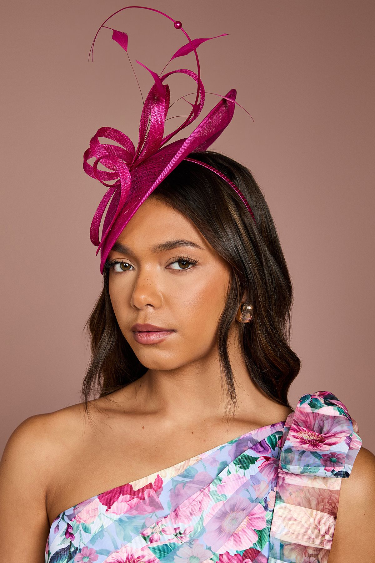 Coast Loop and Quill Upturned Disc Fascinator Magenta image 2