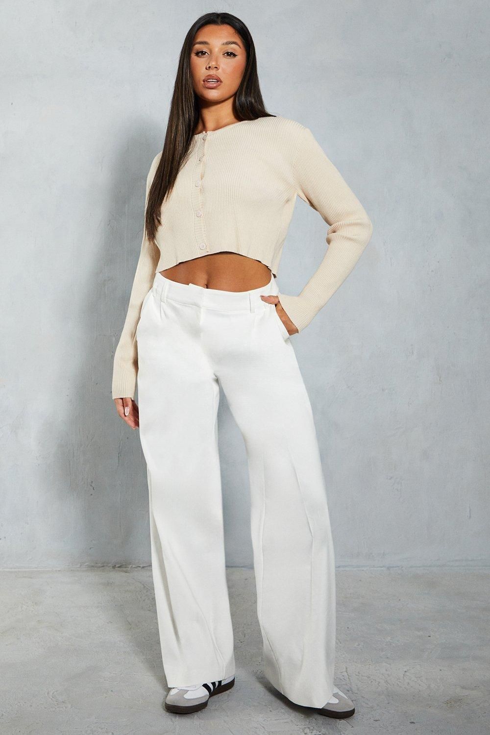 MissPap Rib Knit Wide Sleeve Cropped Cardigan Stone image 4