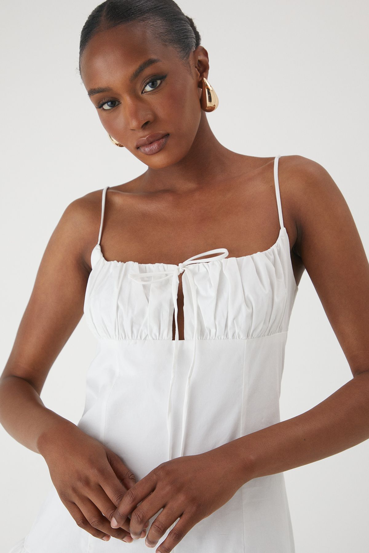 MissPap Puffball Ruched Bust Mini Dress White image 4