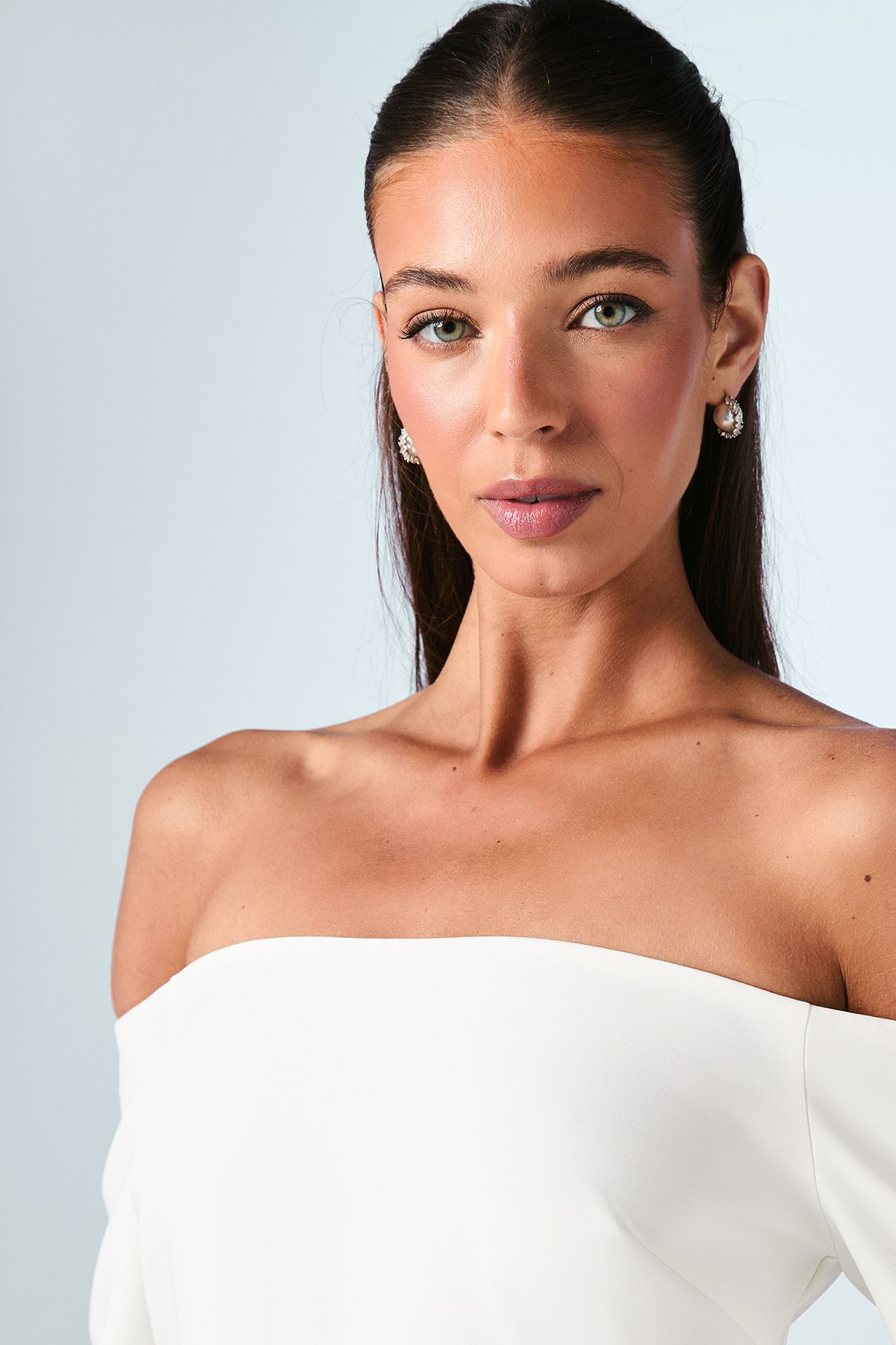 Coast Bardot Long Sleeve Crepe Column Wedding Dress Ivory image 4