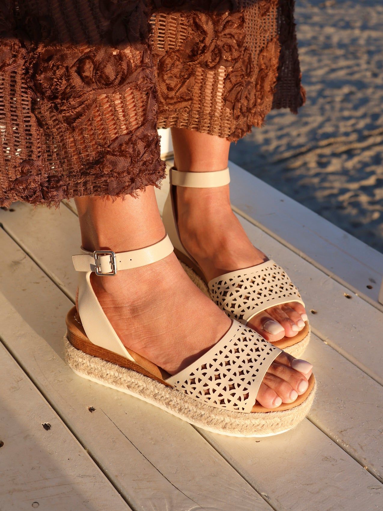 Linzi Radiance Nude Faux Leather Flatform Sandals image 2