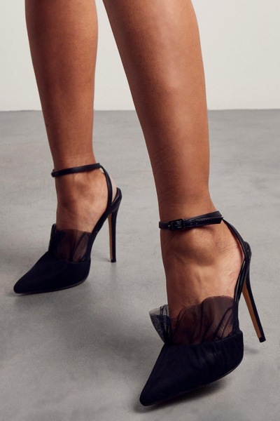 MissPap Mesh Strappy Heels Black