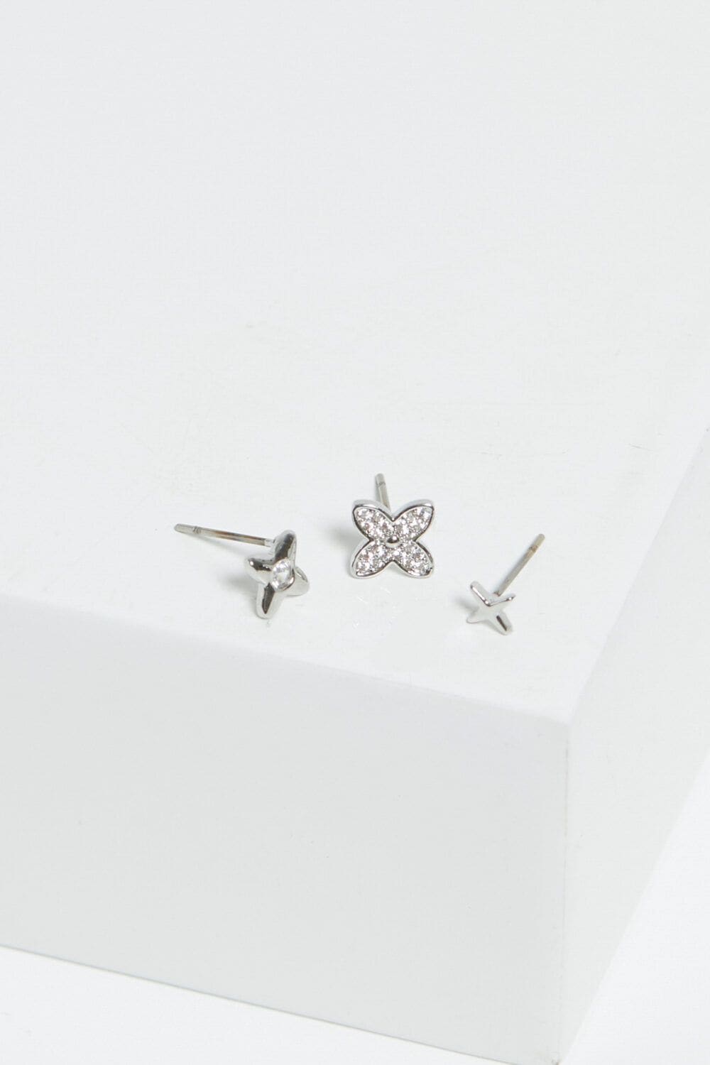 Jon Richard Silver Plated Clover Earrings - Pack Of 3 image 2