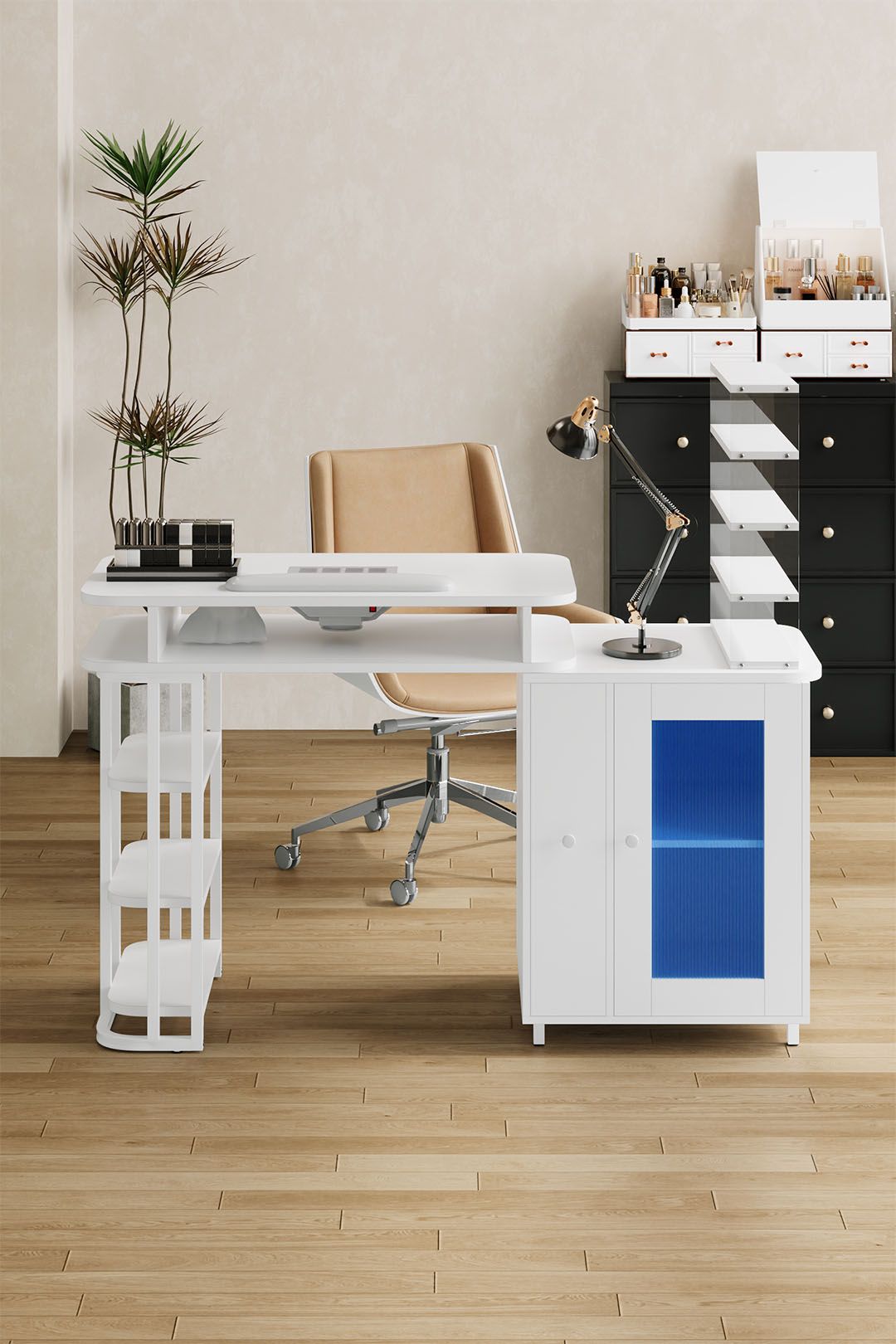 SHEONLY Professional Mobile Manicure Table with Built-in Dust Collector image 1