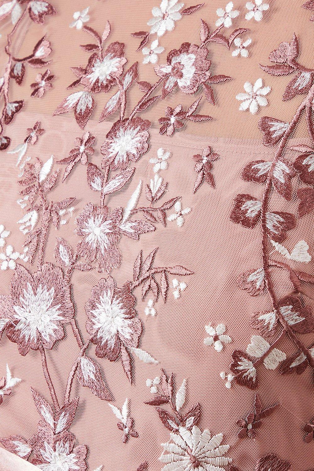 Coast Embroidered Floral Pleated Midi Bridesmaid Dress Antique Rose image 5