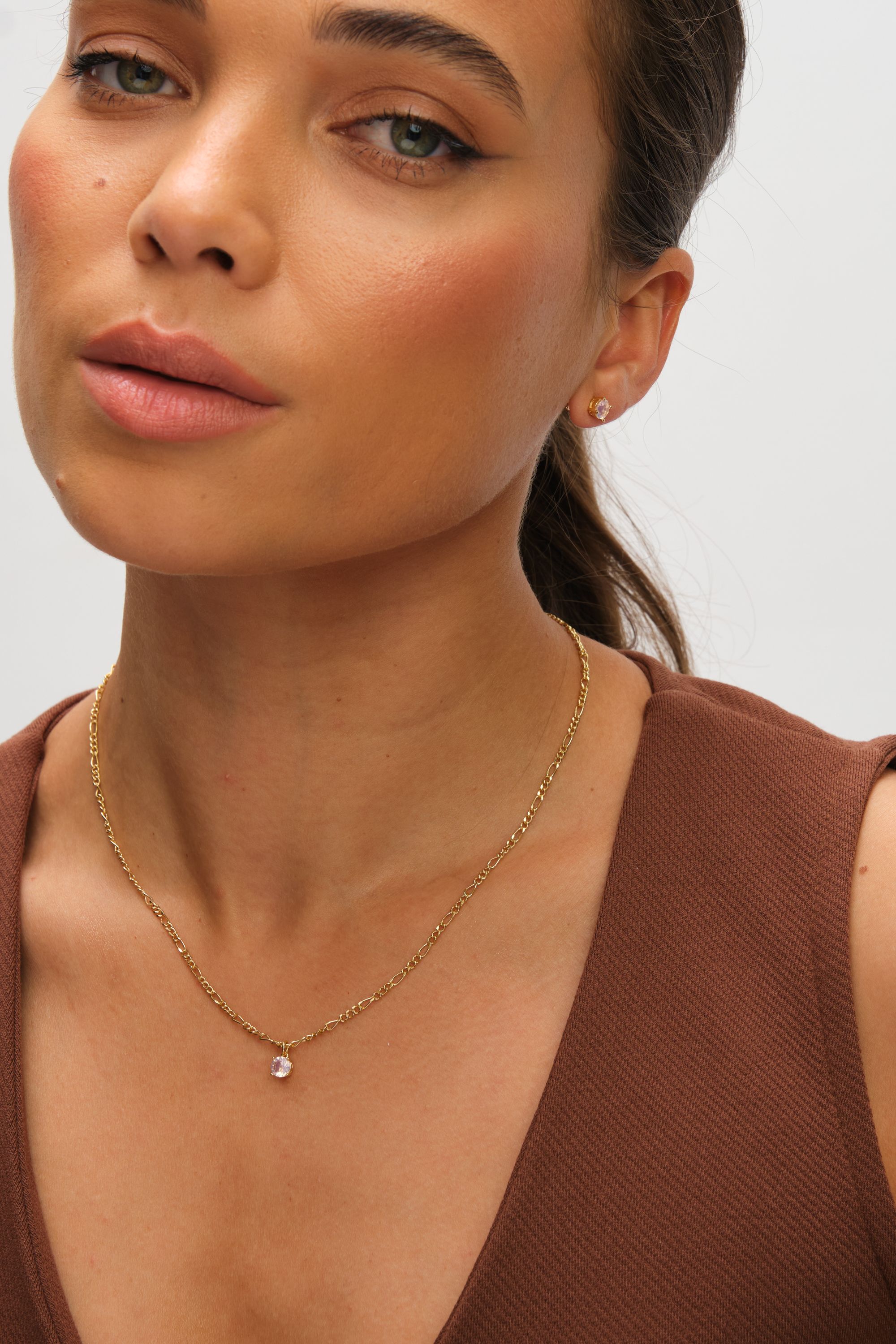 Inicio 14K Gold Plated Opal Stone Pendant Set - Gift Box image 3