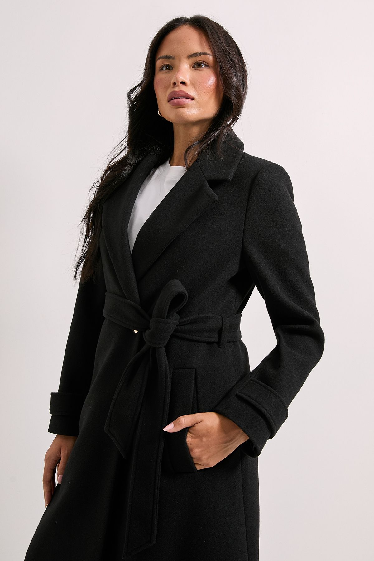 Dorothy Perkins Belted Coat Black image 4