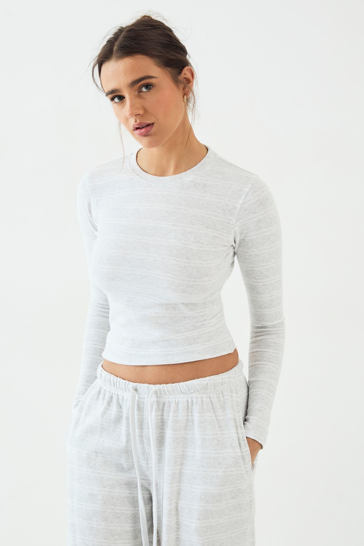 DSGN Studio DSGN Studio Stripe Fitted Long Sleeve Top Ash Grey image 3