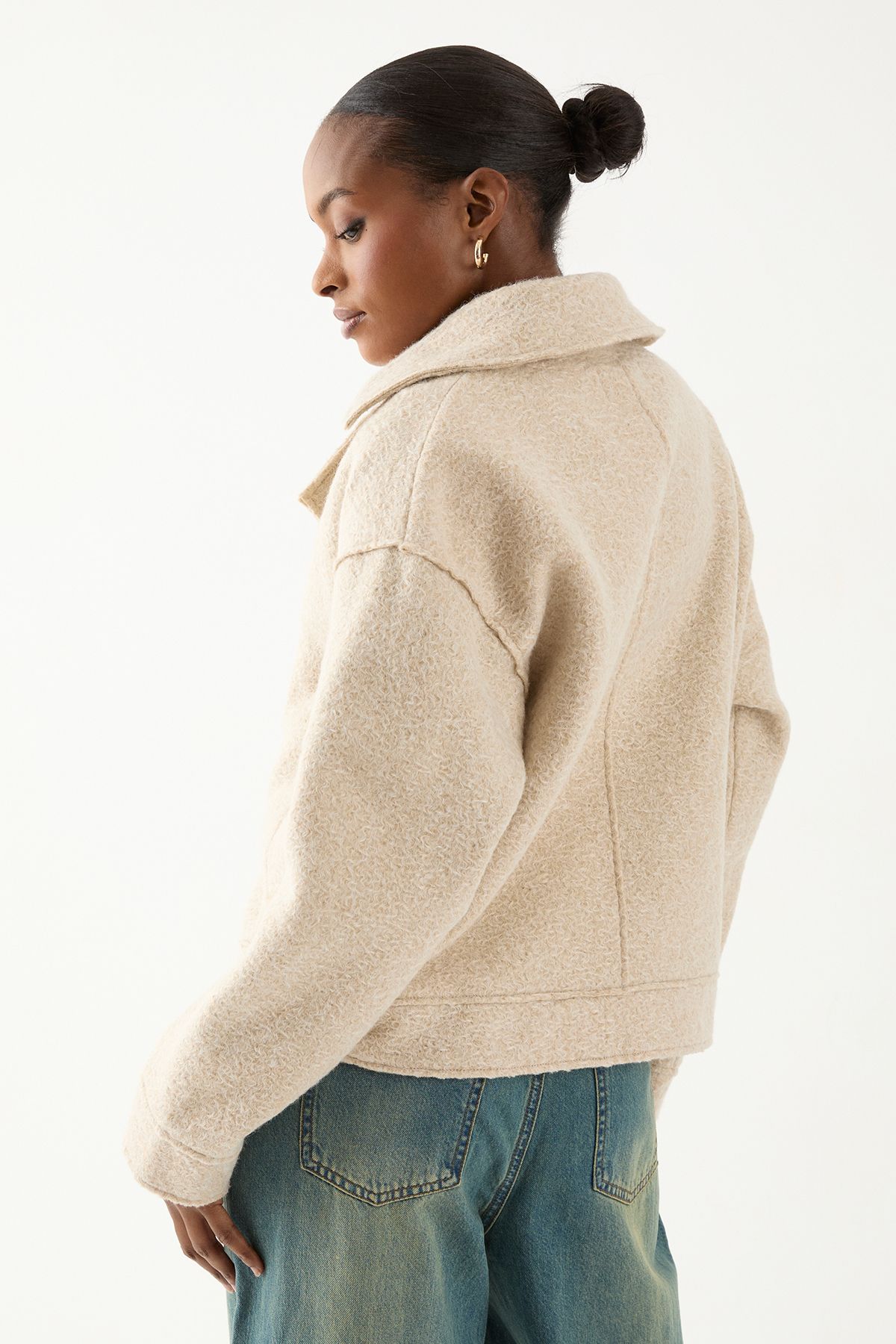 MissPap Wool Look Biker Jacket Cream image 4