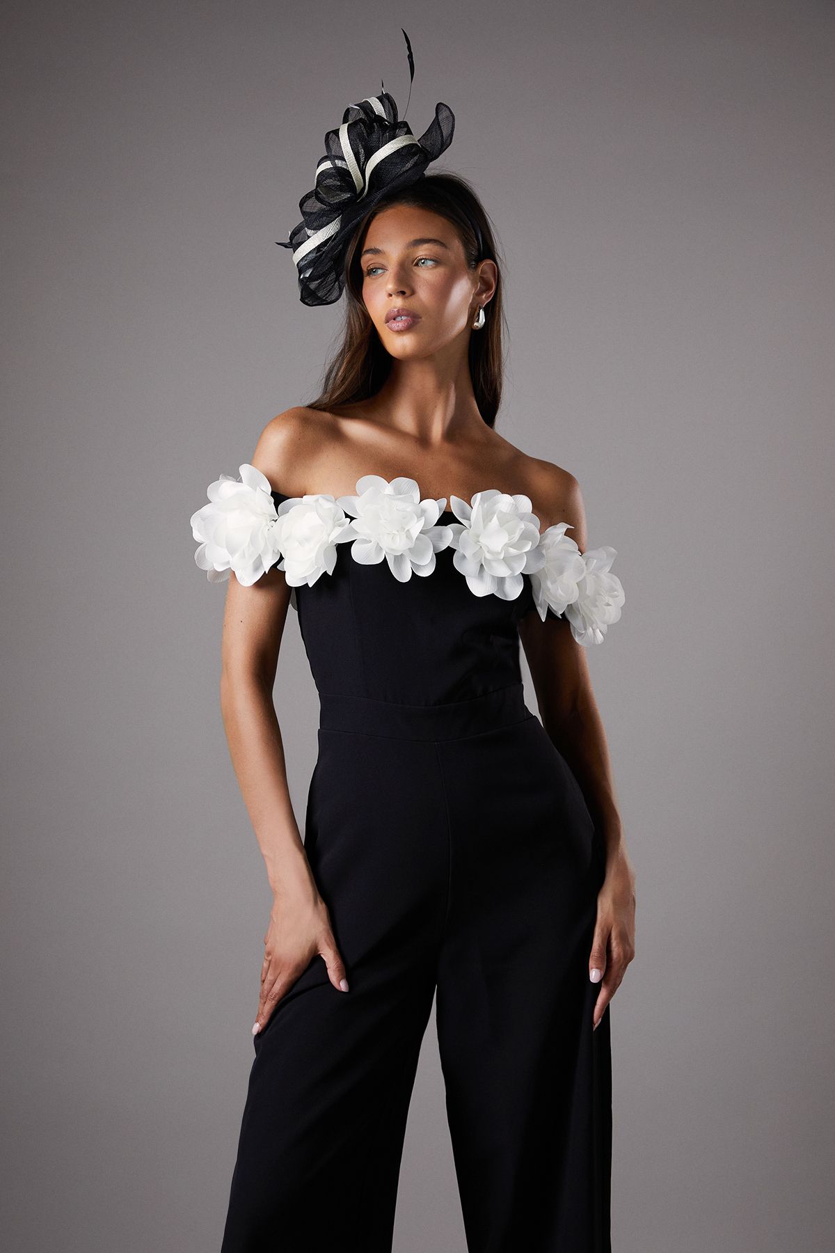 Coast 3D Flower Bardot Jumpsuit Mono image 2