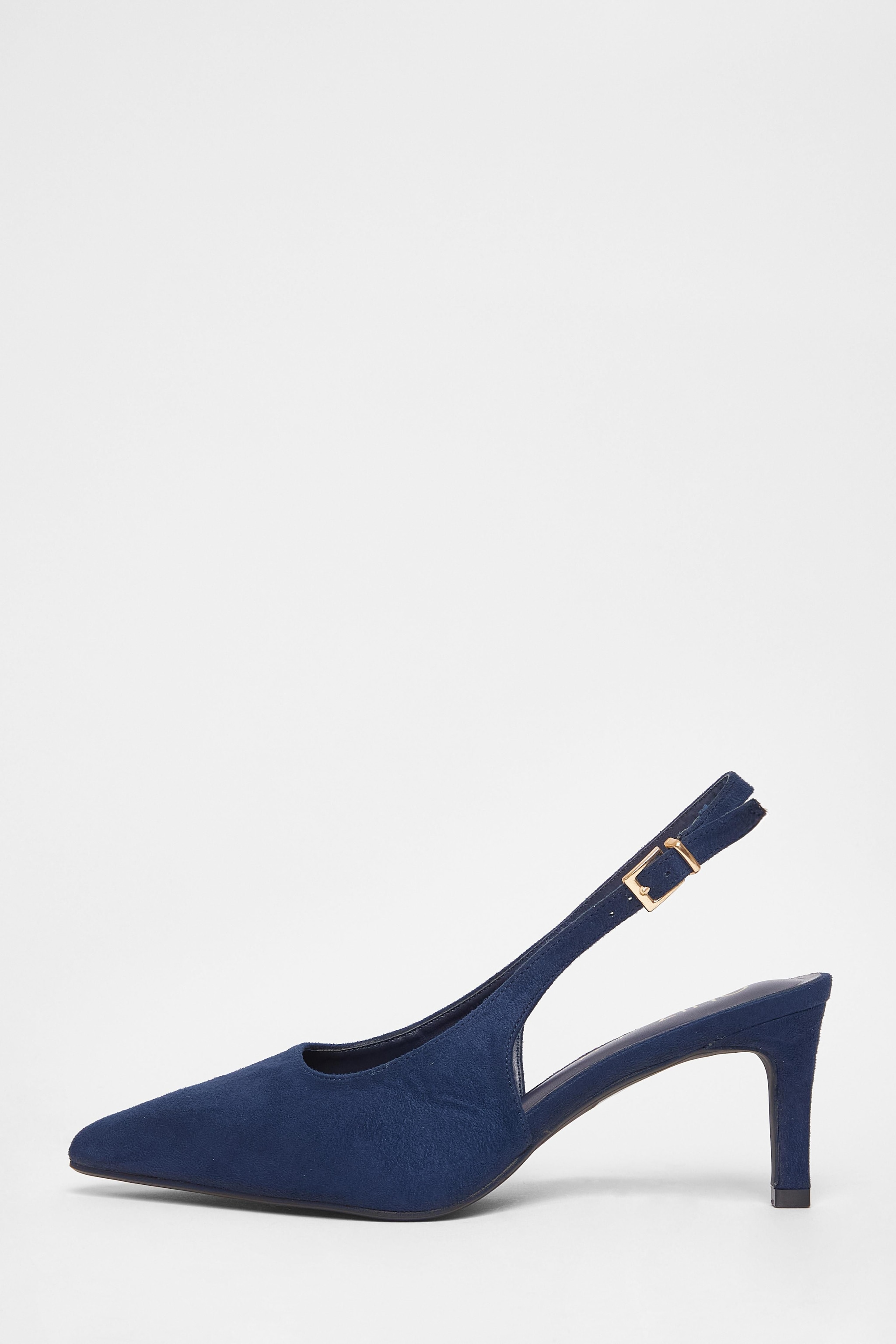 Quiz Navy Wide Fit Slingback Court Heels image 3