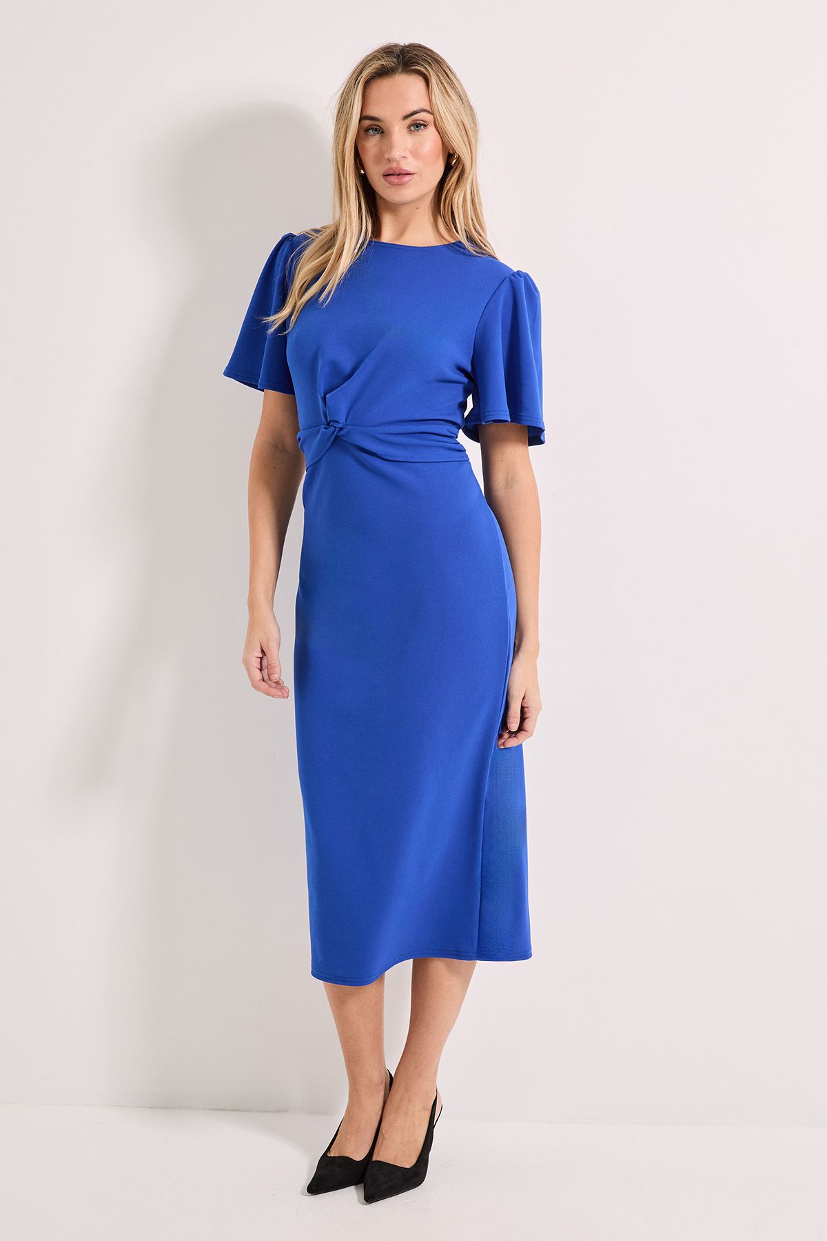 Dorothy Perkins Twist Front Angel Sleeve Pencil Dress Cobalt image 1