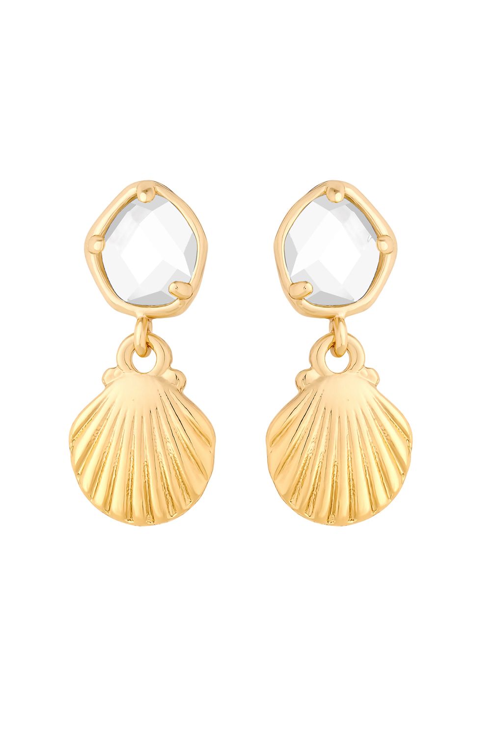 Jon Richard Gold Plated Shell And Crystal Drop Earrings image 1