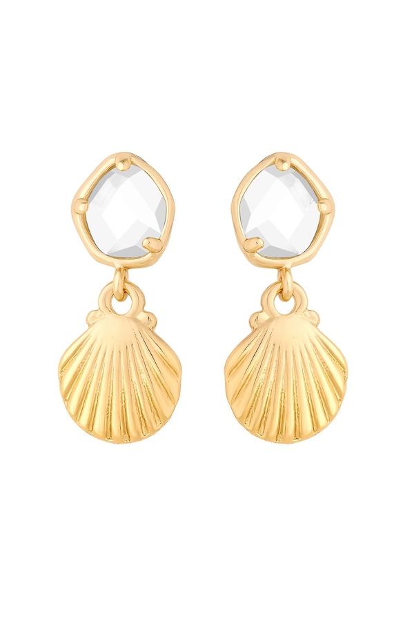 Jon Richard Gold Plated Shell And Crystal Drop Earrings